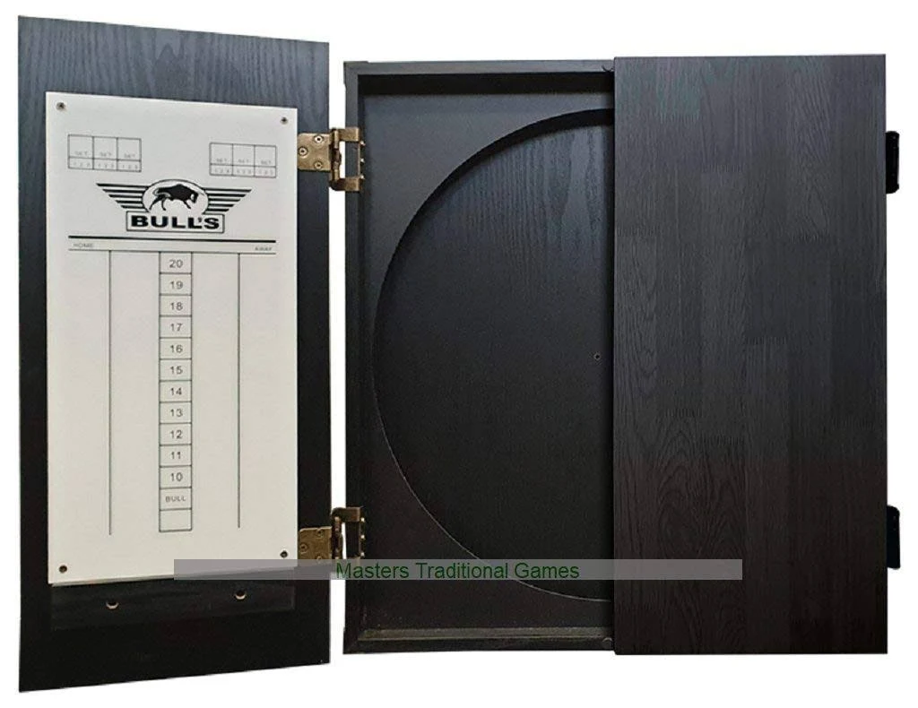 Bull&s Darts Deluxe Wooden Dartboard Cabinet - Black
