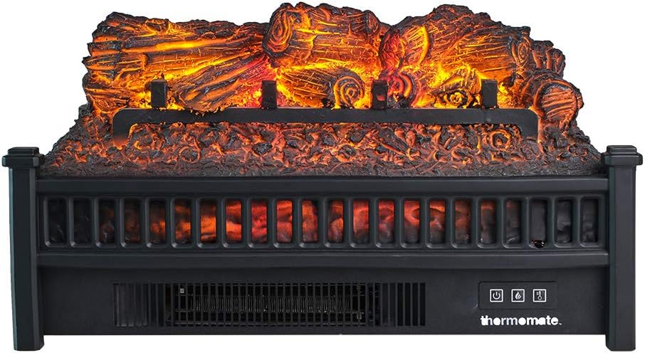 thermomate Electric Fireplace, 23 Inches Portable Freestanding Fireplace with Realistic Flame and Log Set, Vintage Design for Home and Office, CSA Certified