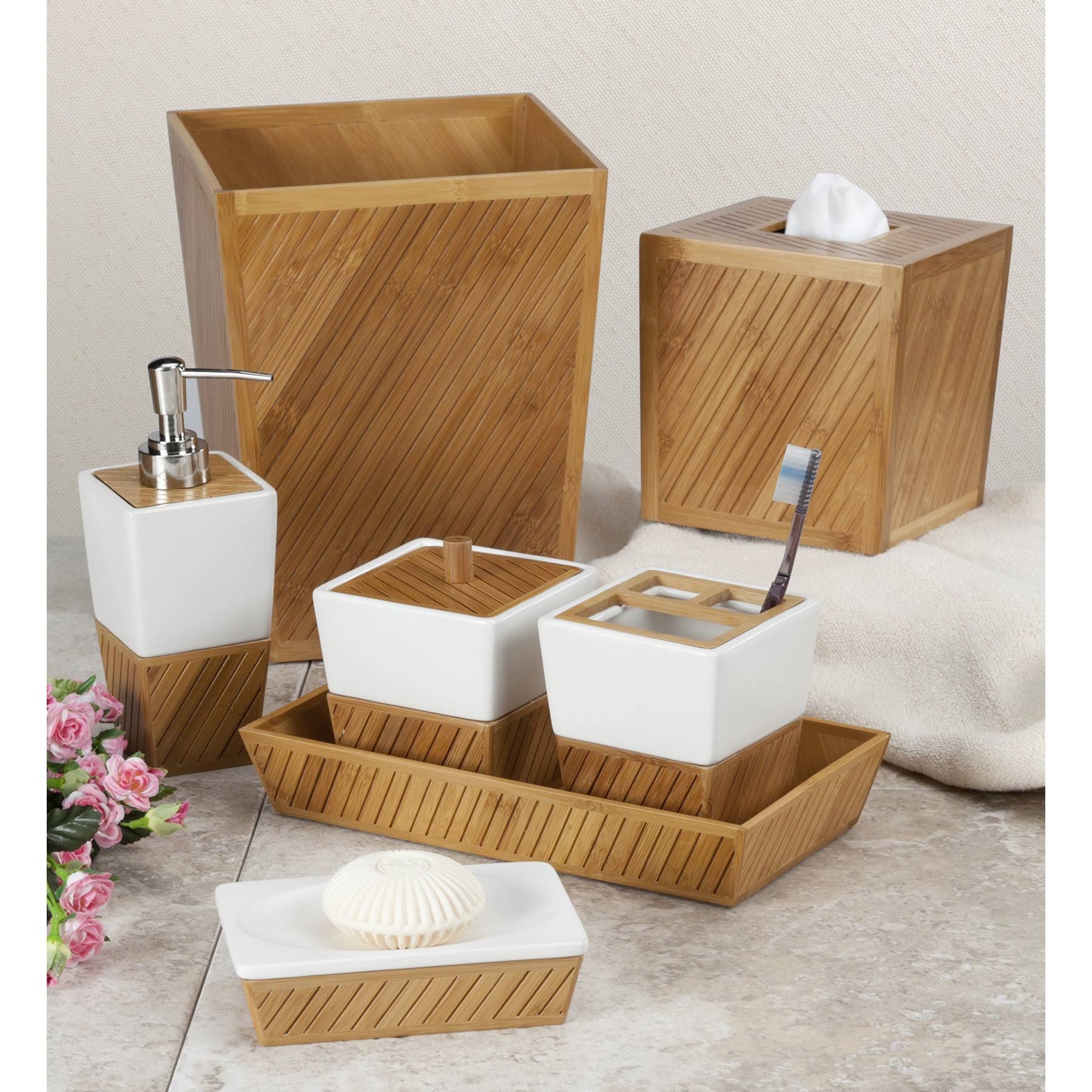 Creative Bath Spa Bamboo Bath Accessories 7-Piece Set - Bamboo