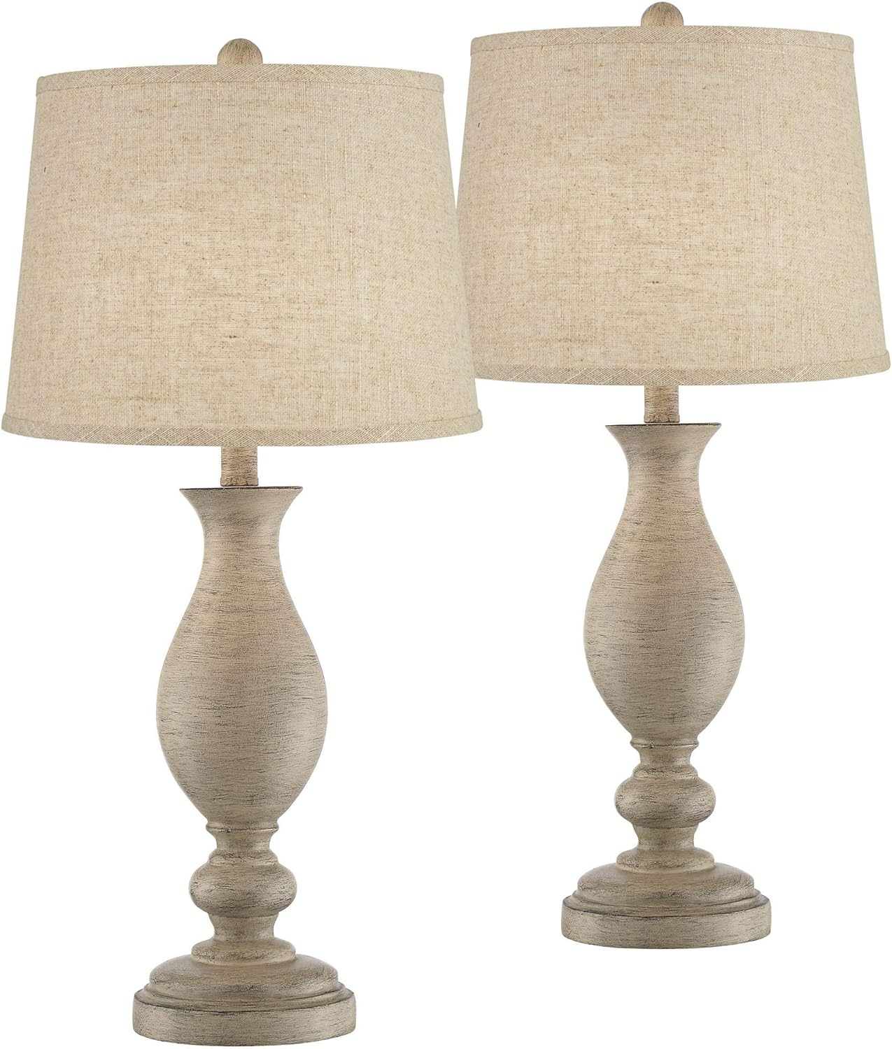 Serena Beige Gray Wood Finish Black Shade Table Lamps Set of 2 - Regency Hill
