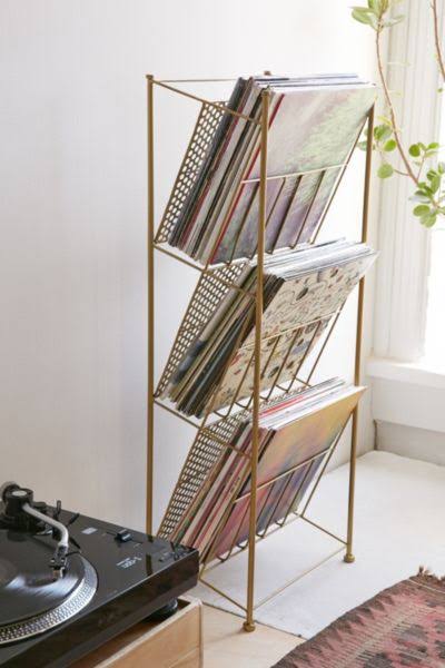 Corner Store Vinyl Storage Rack in Gold at Urban Outfitters