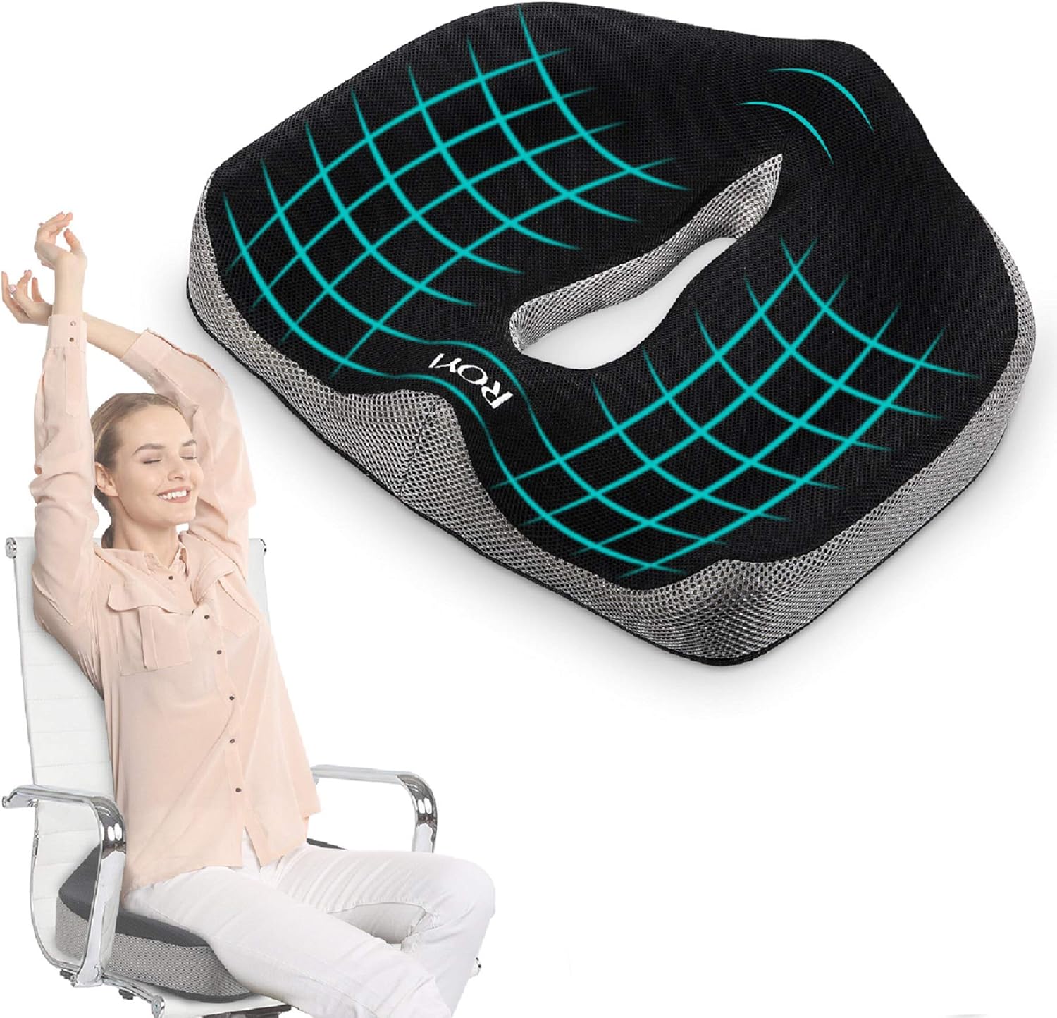 Memory Foam Seat/Chair Cushion&nbsp;for Relieves Back, Sciatica Pain，Tailbone Pain,Coccyx , Degenerating Disc , Orthopedic , Osteoarthritis , Sacrum , Prostate Cushion, Low Back Pain Cushion，Hip Shaping