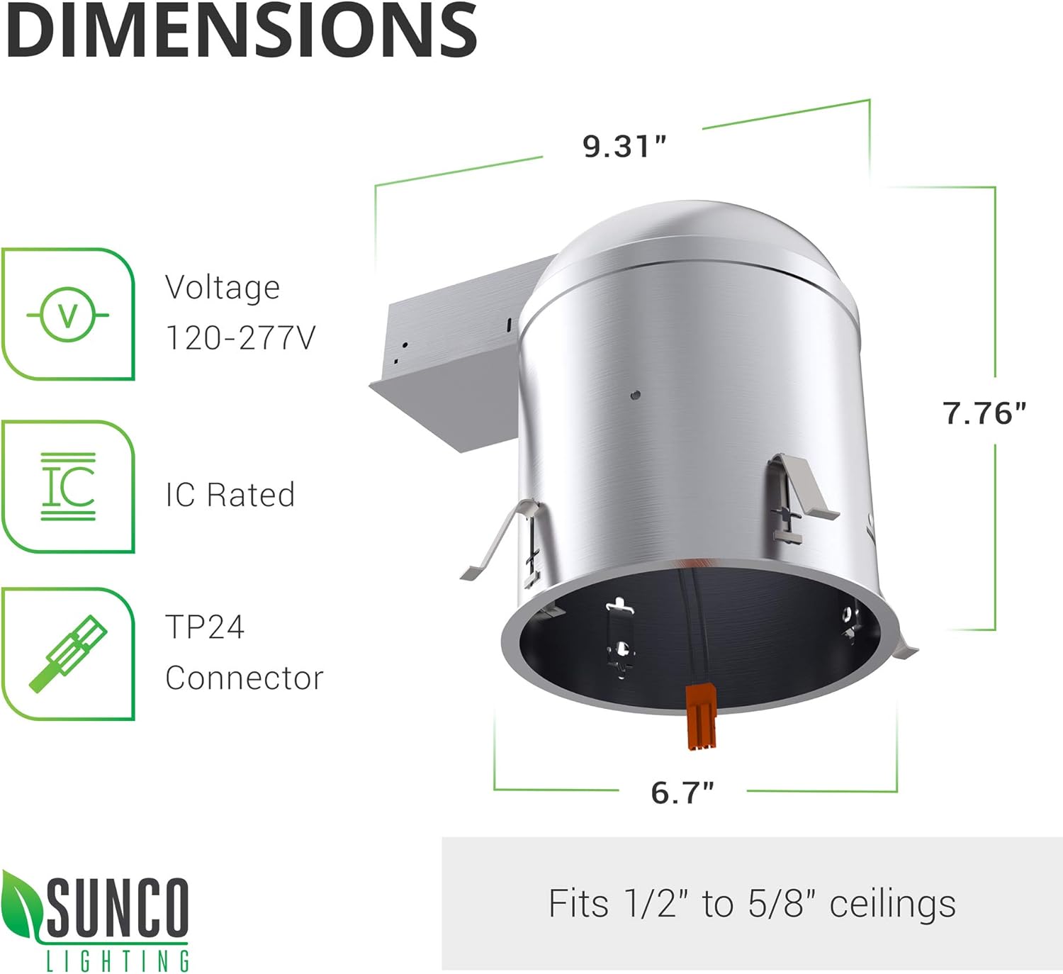 Sunco Lighting Can Lights for Ceiling 6 Inch Remodel Recessed Lighting Housing, 120-277V, TP24 Connector Included, Air Tight Can, Easy Install, IC Rated, UL & Title 24 Compliant 6 Pack