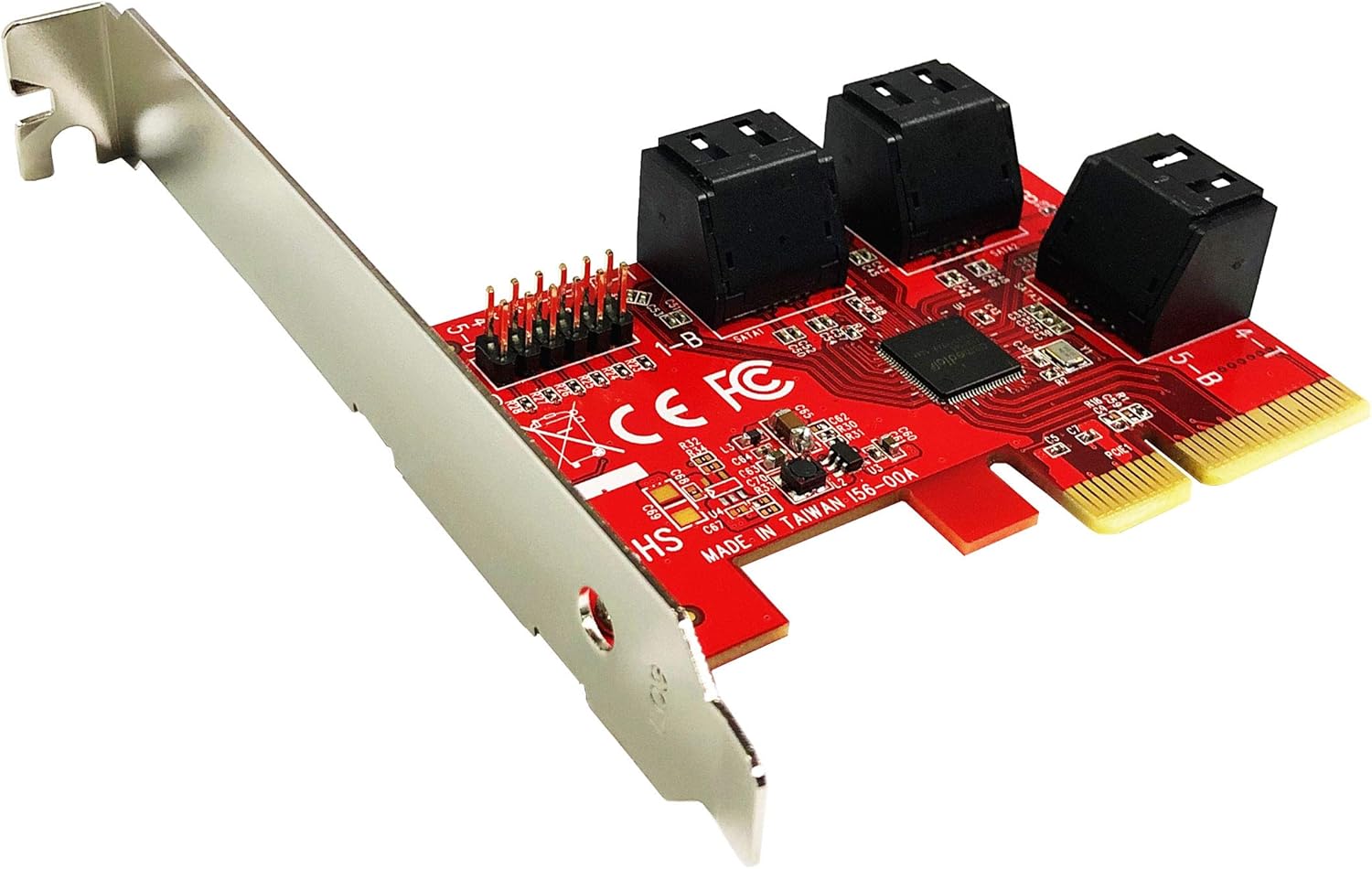 Ableconn PEX-SA156 6-Port SATA 6G PCI Express x4 Host Adapter Card - AHCI 6Gbps SATA III Port-Multiplier PCIe 3.0 4-Lane Low Profile Controller Card (ASMedia ASM1166) Pack of 2
