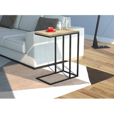 Cothern C Table End Table Willa Arlo Interiors Table Base Color: Black, Table Top Color: Reclaimed Wood