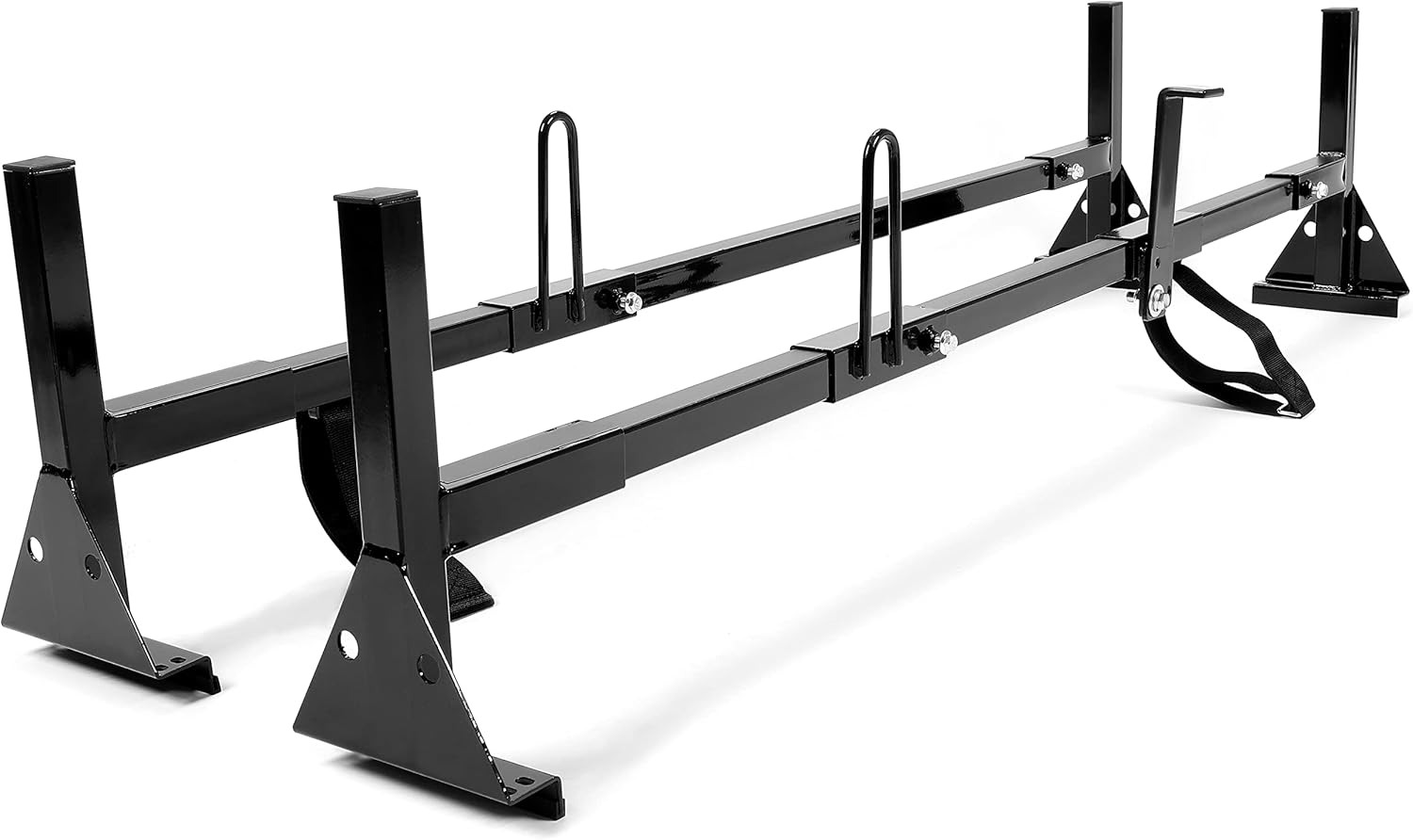 HECASA Universal 2 Bars Van Roof Mount Full Size Steel Ladder Rack Fit for Chevy Express Ford GMC Savana