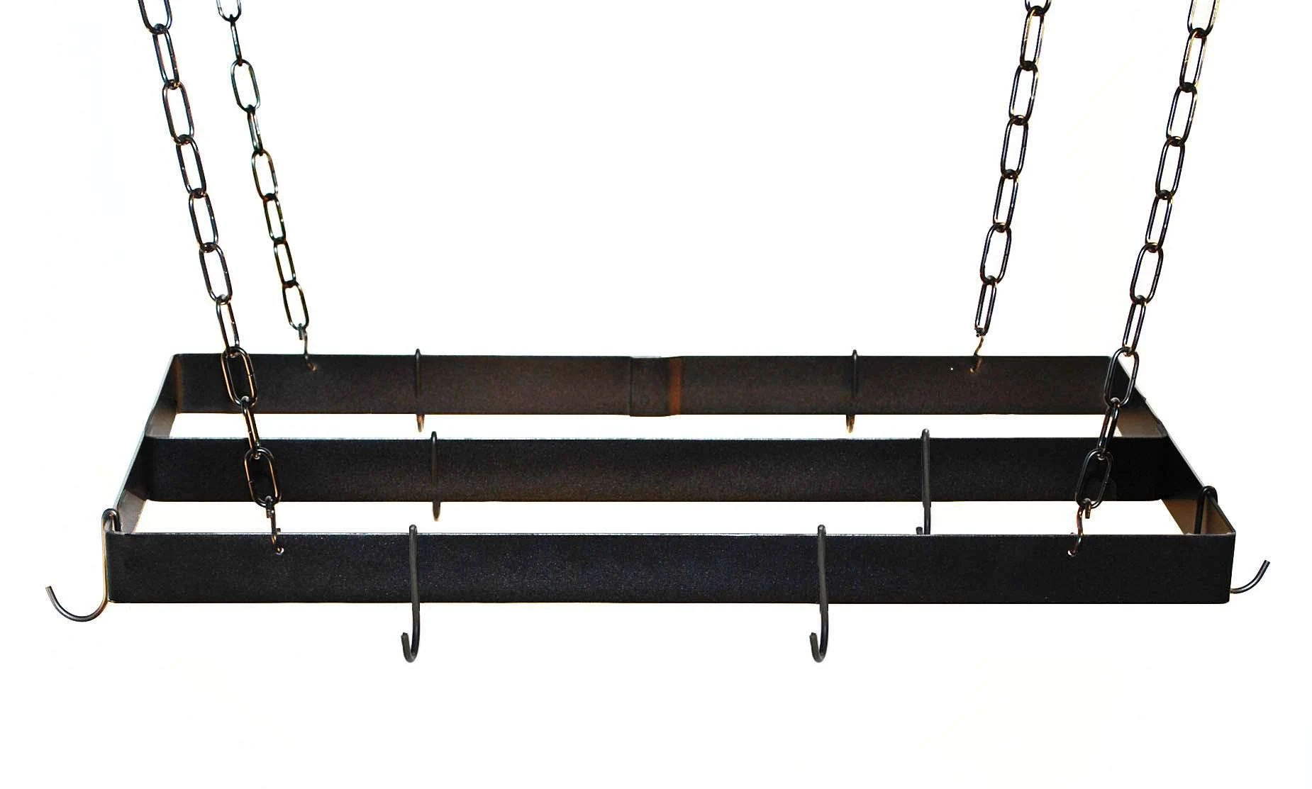 Rogar Black Rectangular Pot Rack with Centerbar