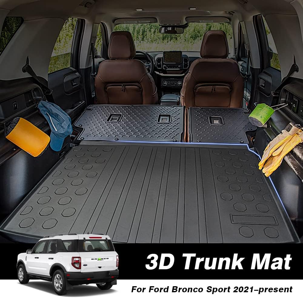 T TGBROS Custom Fit for Cargo Mat 2021 2022 Ford Bronco Sport Accessories (NOT Fit 2 Doors, NOT Fit Ford Bronco) All Weather Cargo Liner Rear Trunk Mat Non-Slip TPO Odourless 4 Doors