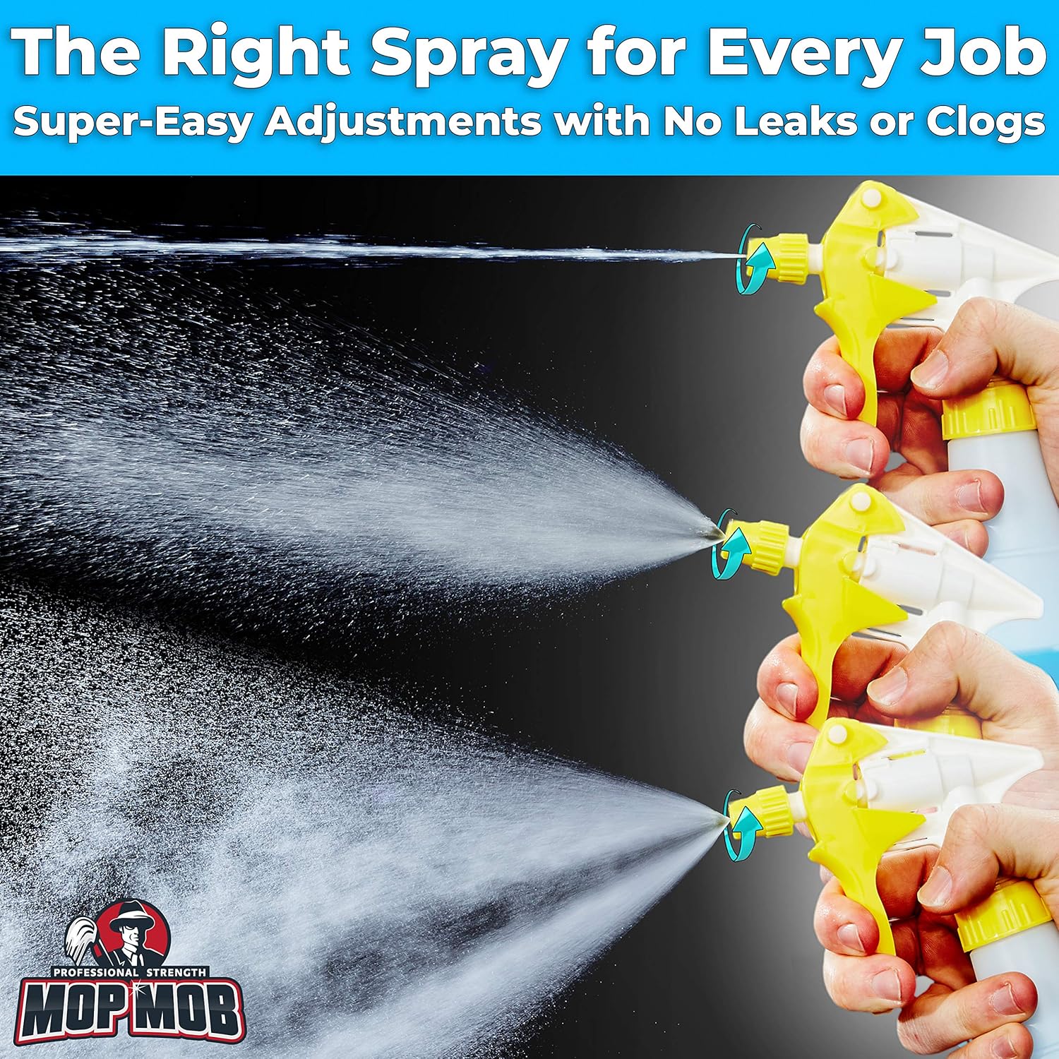 Mop Mob Leak-Free Chemical Resistant Spray Head and 24 oz Bottle 10 Pack Heavy-Duty Industrial Sprayer With Low-Fatigue Trigger and Nozzle for Auto/Car Detailing, Window Cleaning and Janitorial Supply Pack of 2