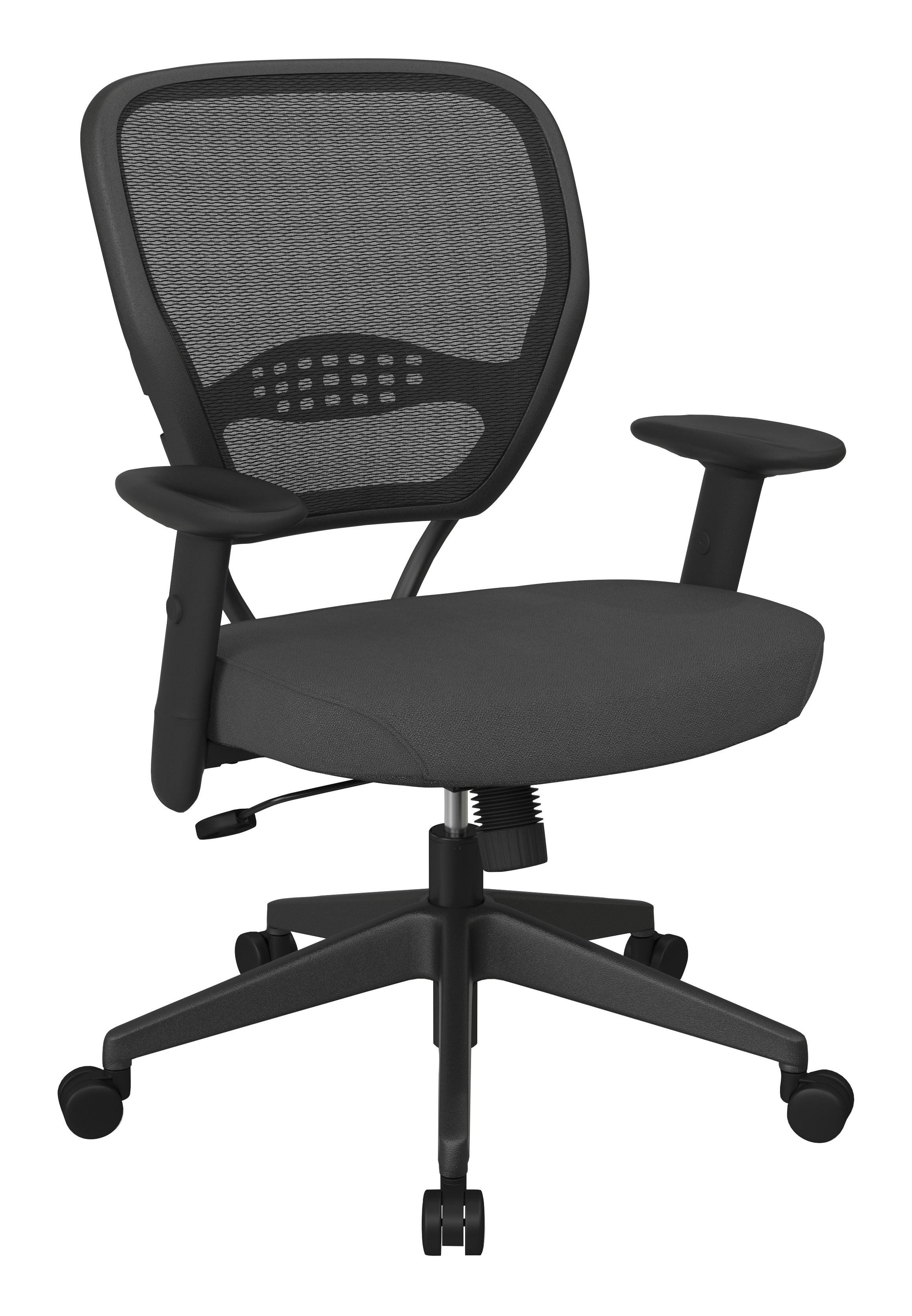 Space Seating 55 Series AirGrid - Chair - manager - armrests - T-shaped - tilt - swivel - fabric, mesh - gray, black