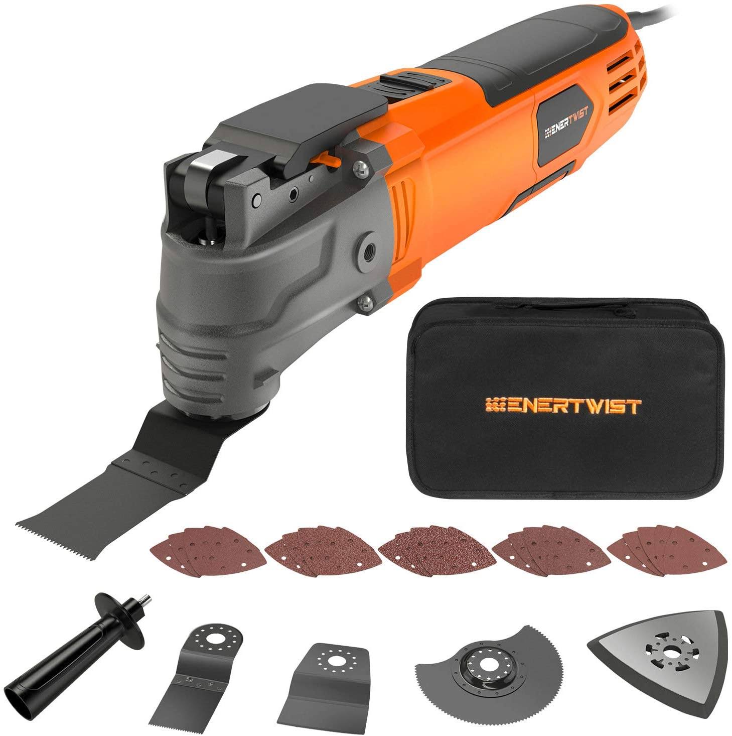 Enertwist Oscillating Tool, 4.2 Amp Oscillating Multitool Kit with 5&deg; Oscillation Angle, 6 Variable Speed, 31pcs Saw Accessories
