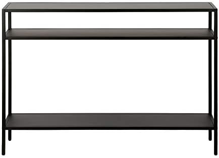 Henn&Hart 3-Shelf Black and Bronze Console Table with Metal Shelves