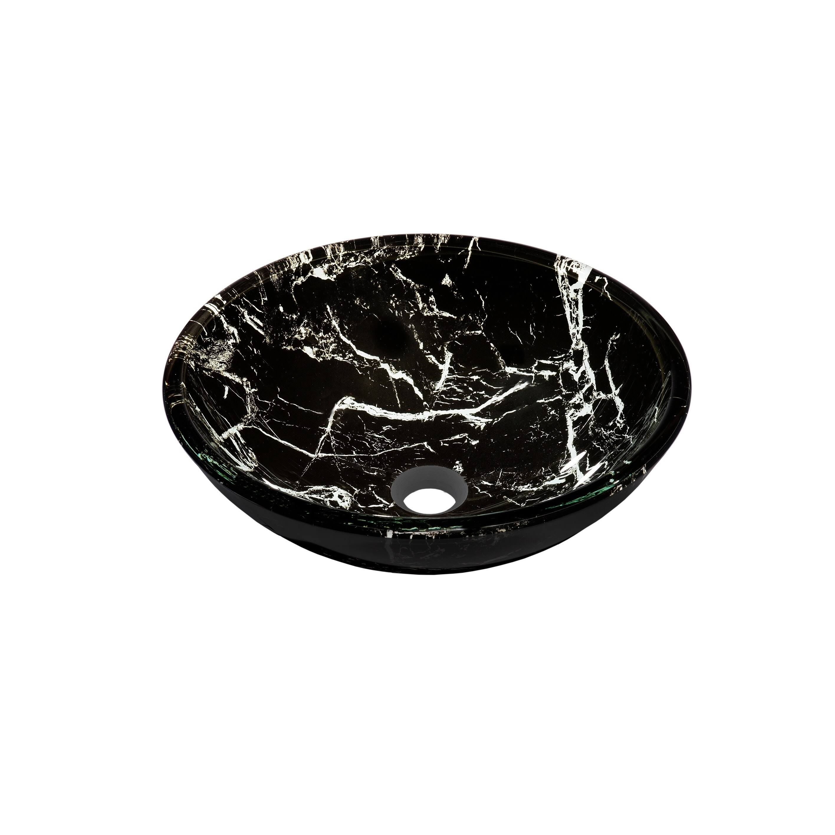 Novatto Pallina Glass Vessel Sink - Black - TID-035