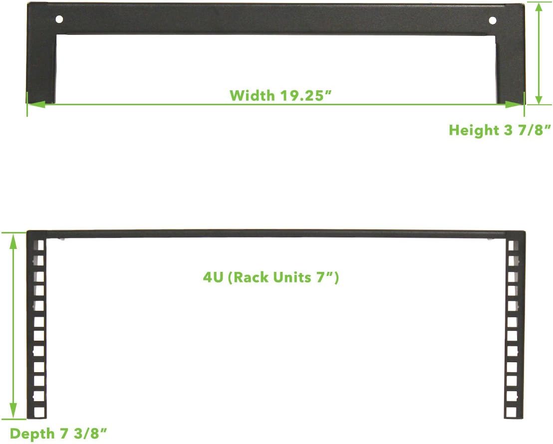 NavePoint 4U 19 Inch Vertical Wall Mount Rack Wall Mountable Server Rack w/Hardware Black Pack of 2