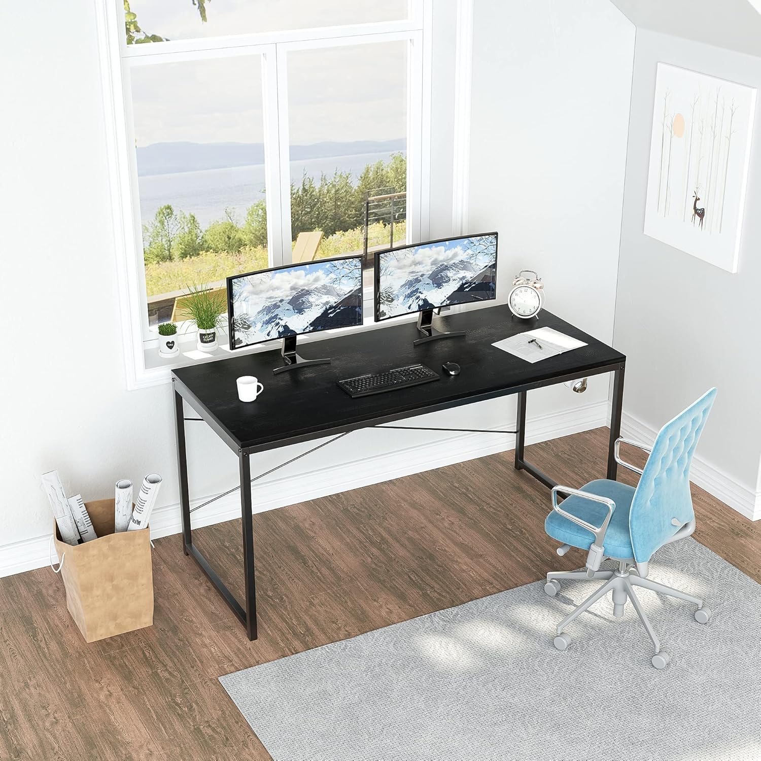 Molblly 40 Inch Computer Desk,Home Office Desk Study Table Study Writing Desk,Small Computer Desk for Small Spaces,Simple Style,Easy Assemble,Walnut 40