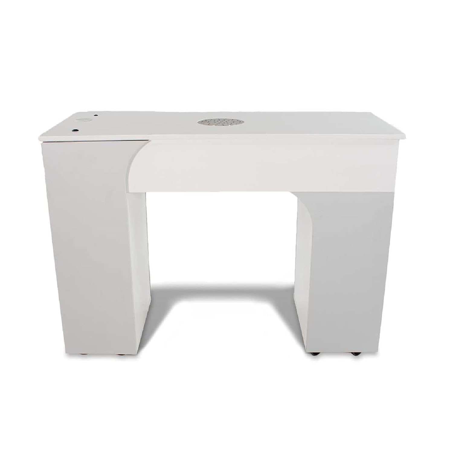 Milan Manicure Table with Vent Pipe, Nail Station for Beauty Salon Furniture & Equipment, Stone Top Acetone Resistant, Ash Grey