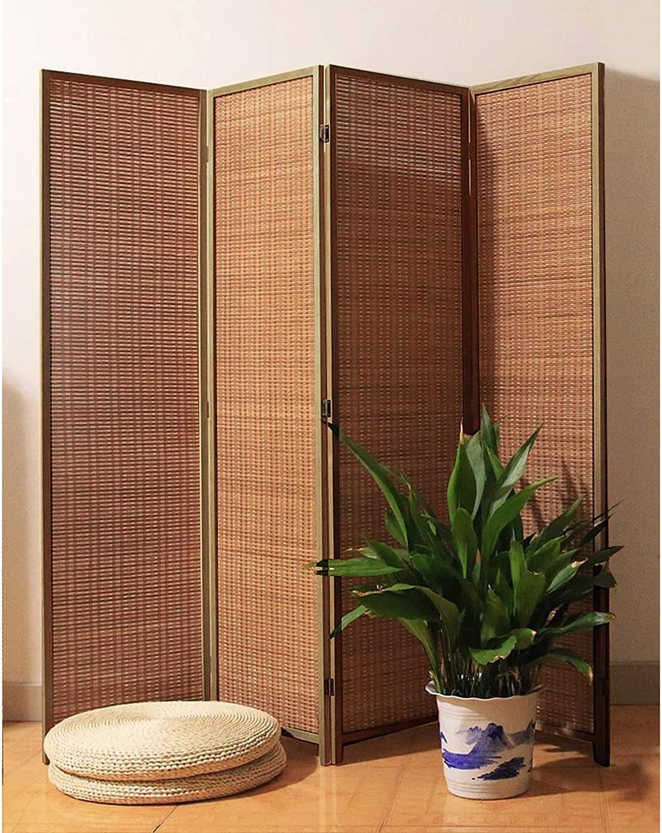TinyTimes 6 FT Tall Bamboo Room Divider, 4 Panel Room Dividers & Folding Privacy Screens, Decorative Separation Wall Divider, Room Partitions, Freestanding - Natural, 4 Panel