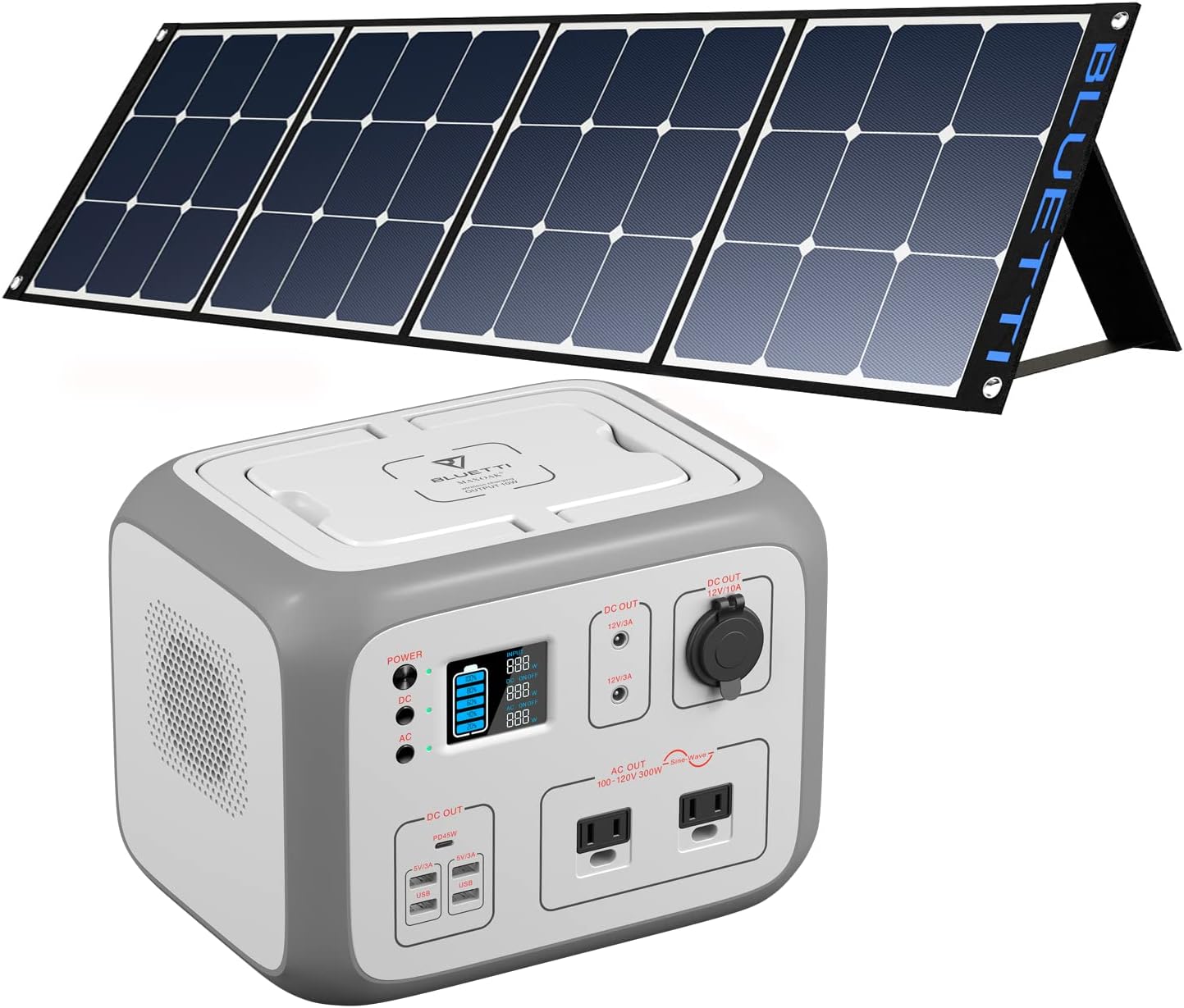 BLUETTI AC50S Solar Generator with Solar Panel 120W SP120 Included, 500Wh Portable Power Station with 2x120V AC Outlets Battery Pack for Camping Trip Hunting Home Emergency