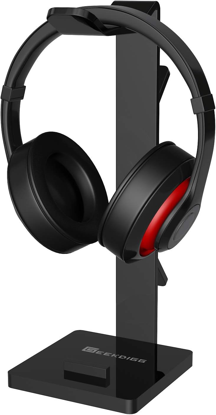 GeekDigg Acrylic Headset Headphone Stand Gaming Headphone Holder with Cable Organizer-Transparent Pack of 2