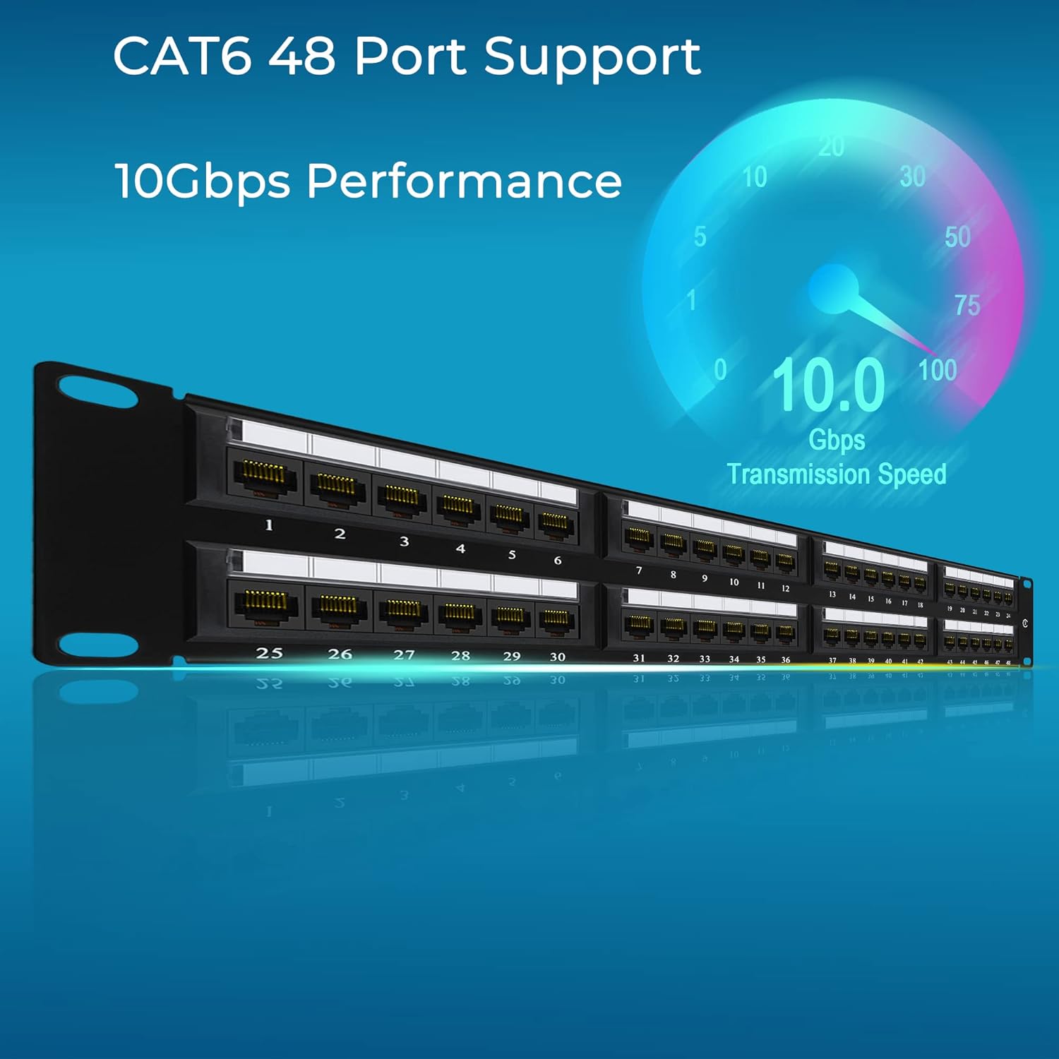 Patch Panel 48 Port Cat6 10G Support, Rapink Network Patch Panel UTP 19-Inch, Wallmount or Rackmount 1U Ethernet Patch Panel Punch Down Block for Cat6, Cat5e, Cat5 Cabling Pack of 2