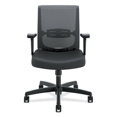 HON Convergence Mid-Back Task Chair with Swivel-Tilt Control, Supports Up to 275 lbs, Vinyl, Black Seat/Back, Black Base