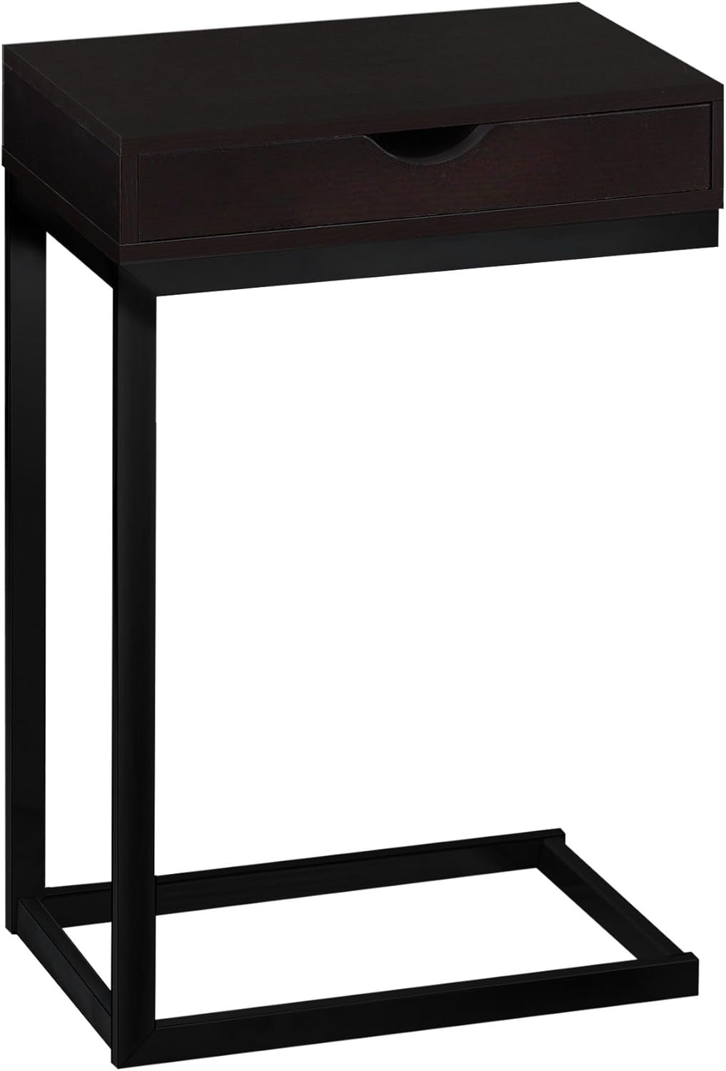 Monarch Specialties C Accent Table with Drawer-Chrome Metal Base, White