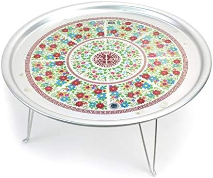 Traditional Korean Pattern Portable Floor Desk, Aluminum Folding Table, 16.7inch Pack of 2