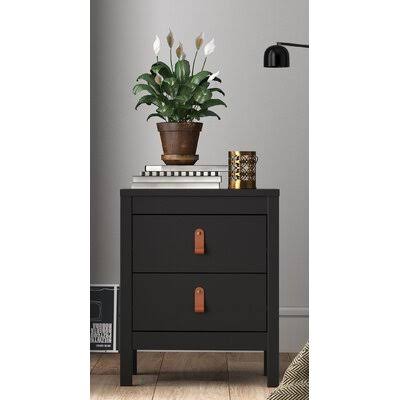 Loryanna 2 Drawer Nightstand Latitude Run Color: Black Matte