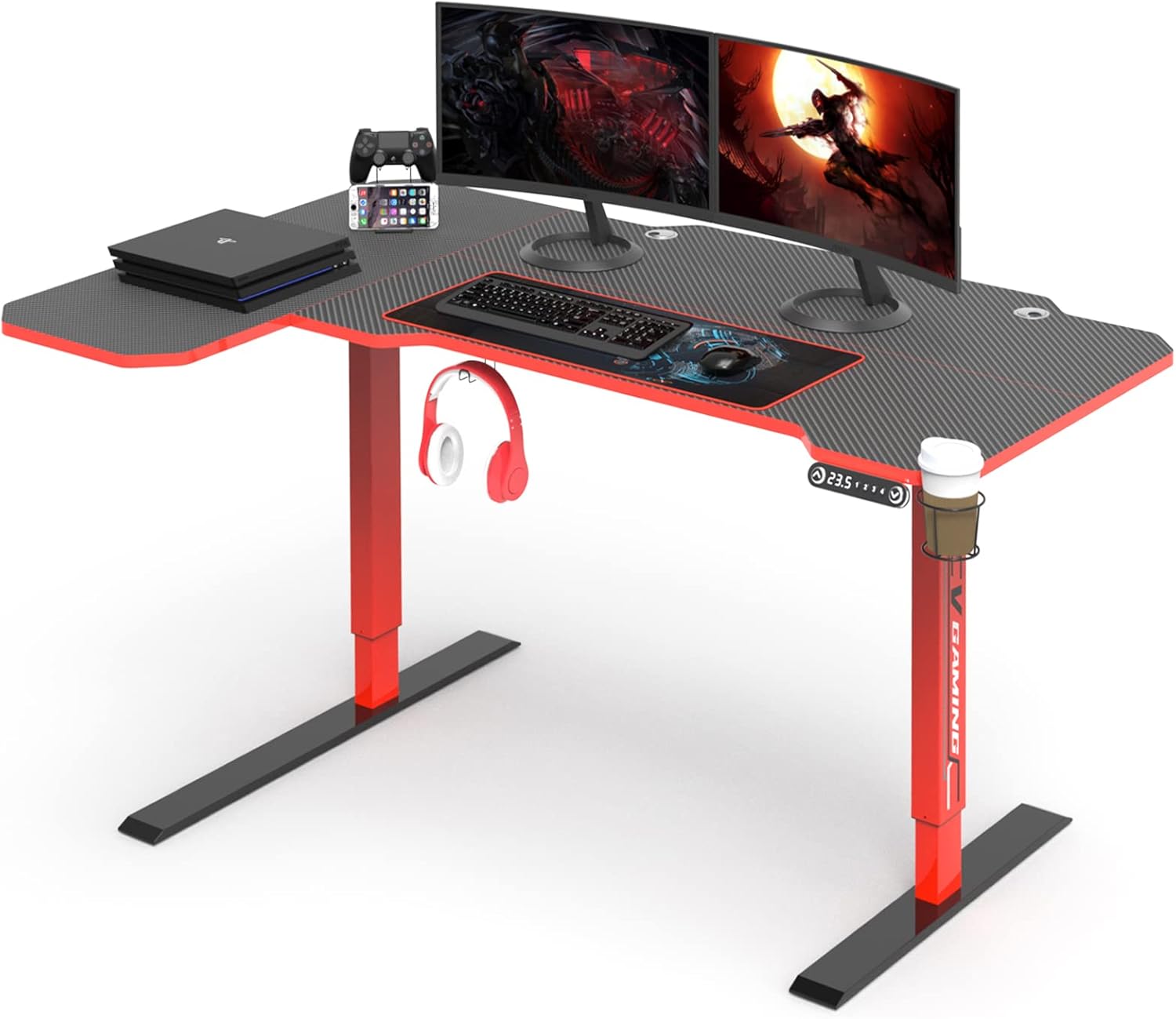 CharaVector Black Ergonomic Gaming Electric Standing Desk 63