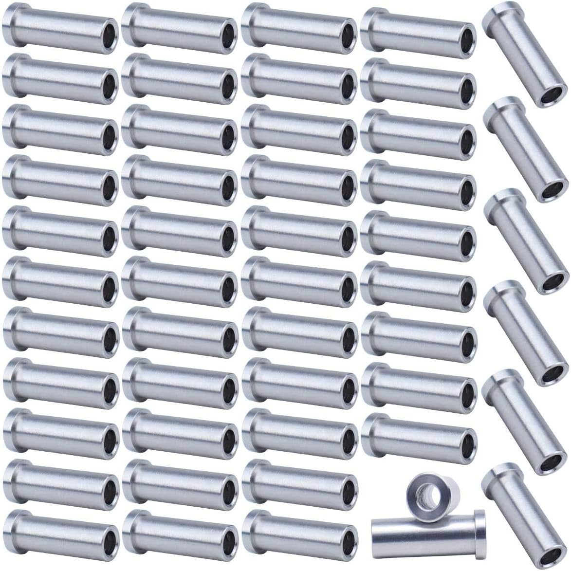 Muzata 50Pack Stainless Steel Protective Sleeves Cable Railing Kit Hardware for 1/8
