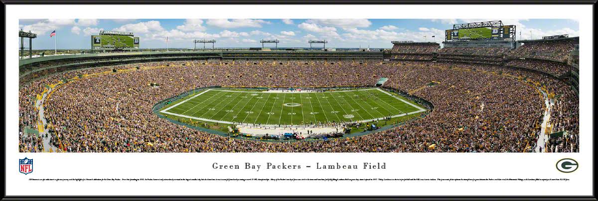 NFL Green Bay Packers 50-Yard Line Lambeau Field Standard Panoramic Framed Picture