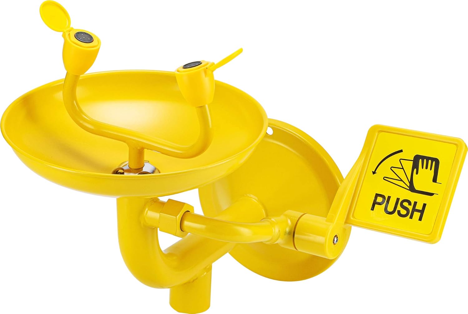 CGOLDENWALL Eye Wash Station Wall Mounted Eyewash Station Eye Face Washing Station for First Aid 304 Stainless Steel+ABS coating+Eye Wash Sign, NPT thread