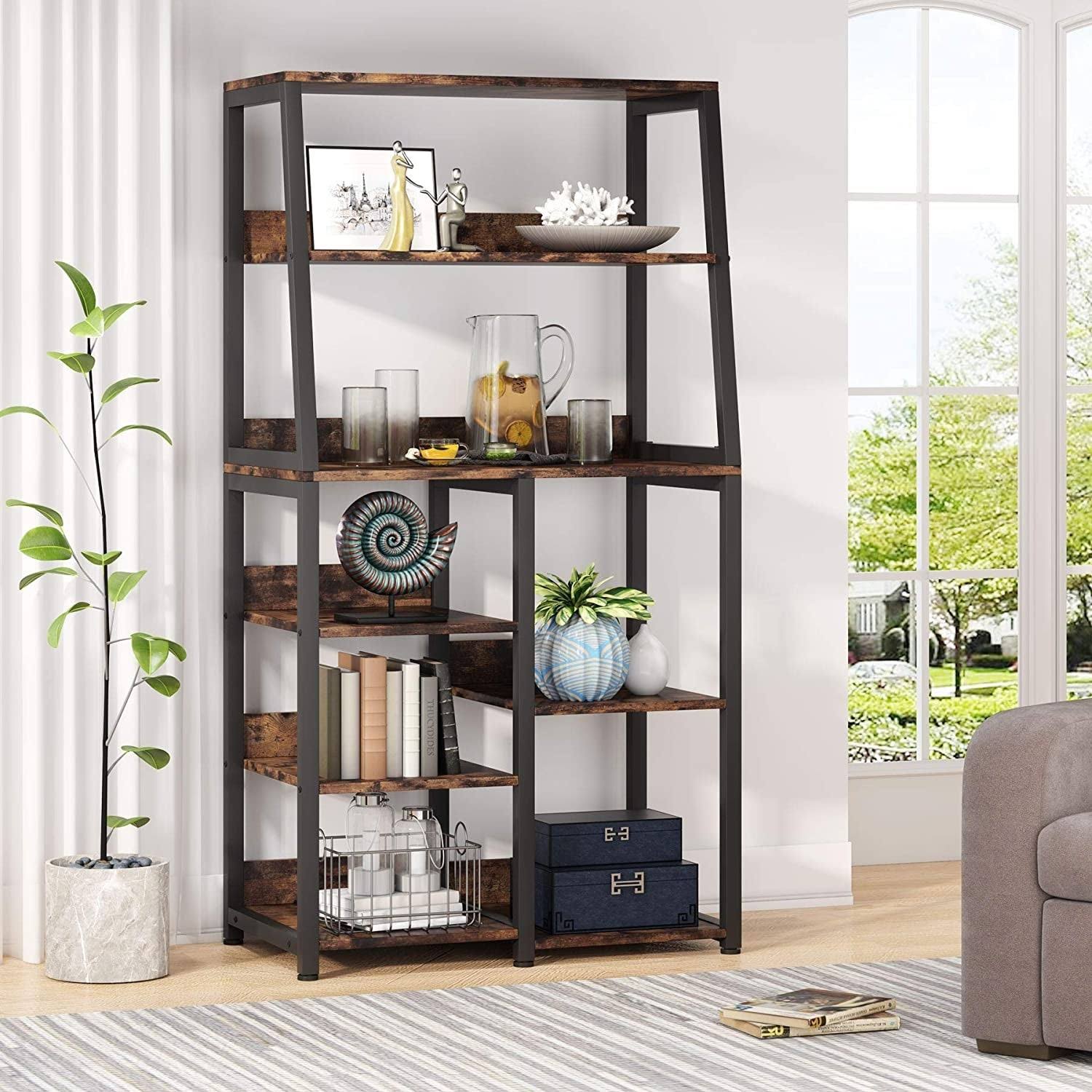 Tribesigns 8-Tier Industrial Baker's Rack with Storage Shelves, Free Standing Microwave Oven Stand Spice Rack for Kitchen, Utili