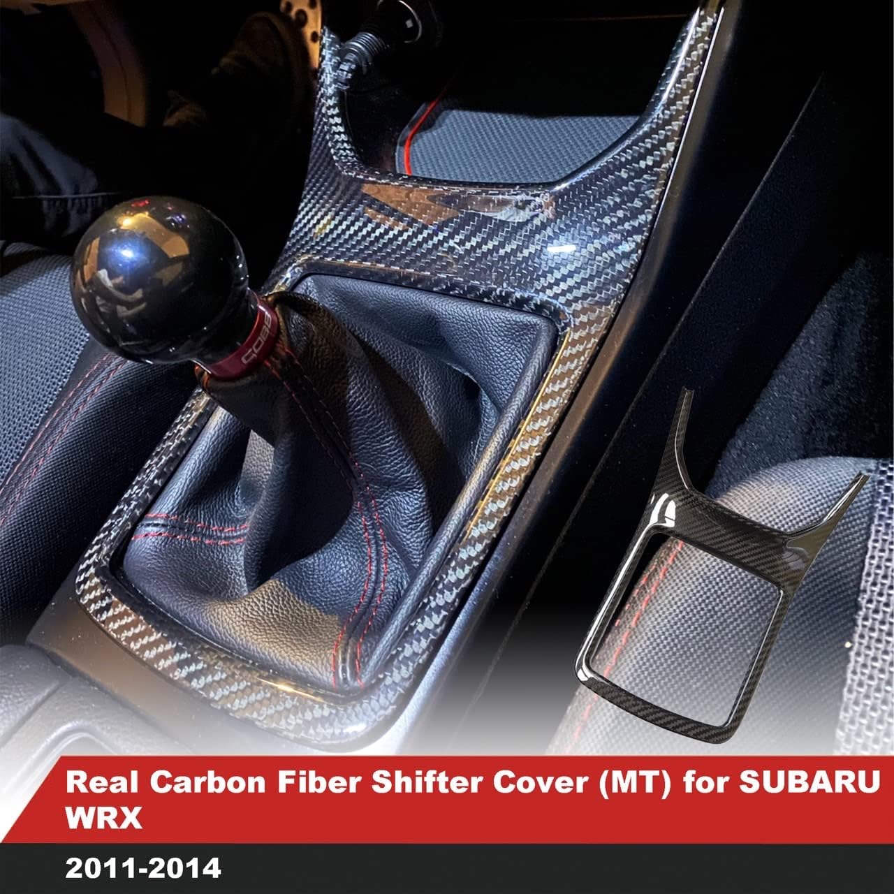 GOGOCARBON Shift Cover Cap (Manual Transmission) for Subaru WRX 2011-2014 Sedan Hatchback I 3K Real Dry Carbon Fiber with U-Resistant Clear Coating