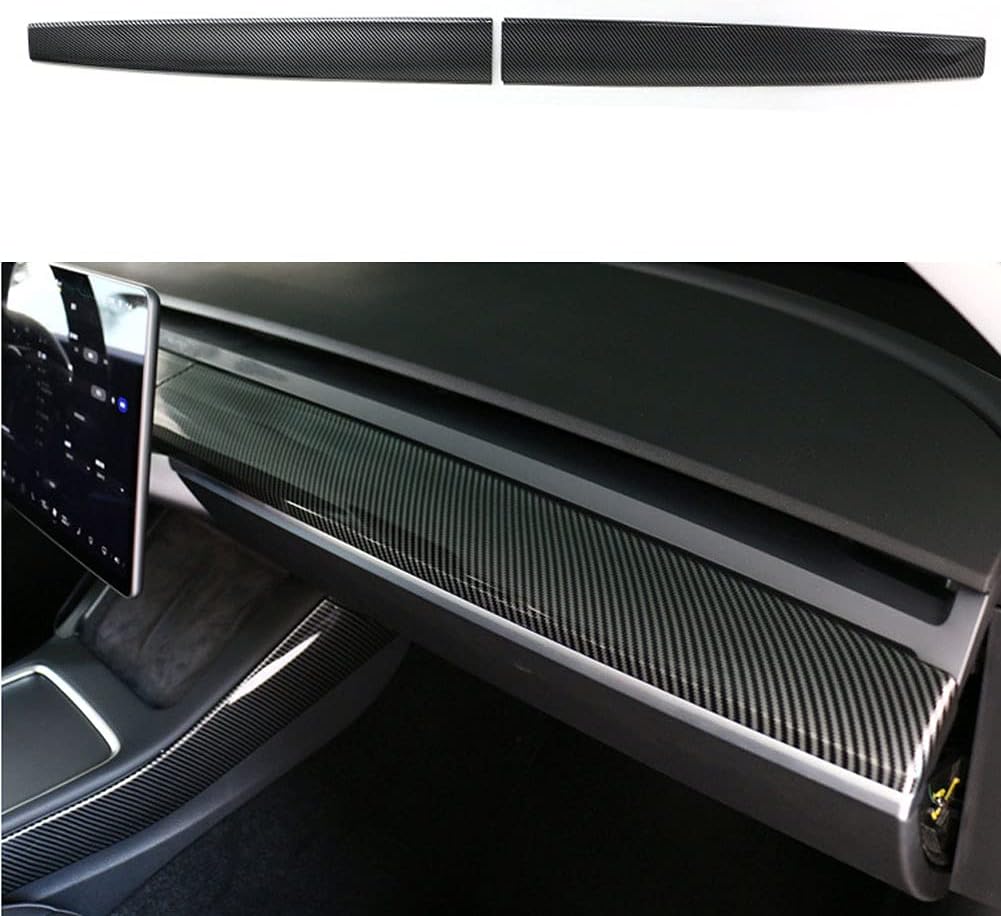 2Pcs ABS Matte Carbon Fiber Inner Front Door Panel Armrest Cover Protector Interior Accessories Compatible with Latest 2021 2022 Tesla Model 3 Pack of 2
