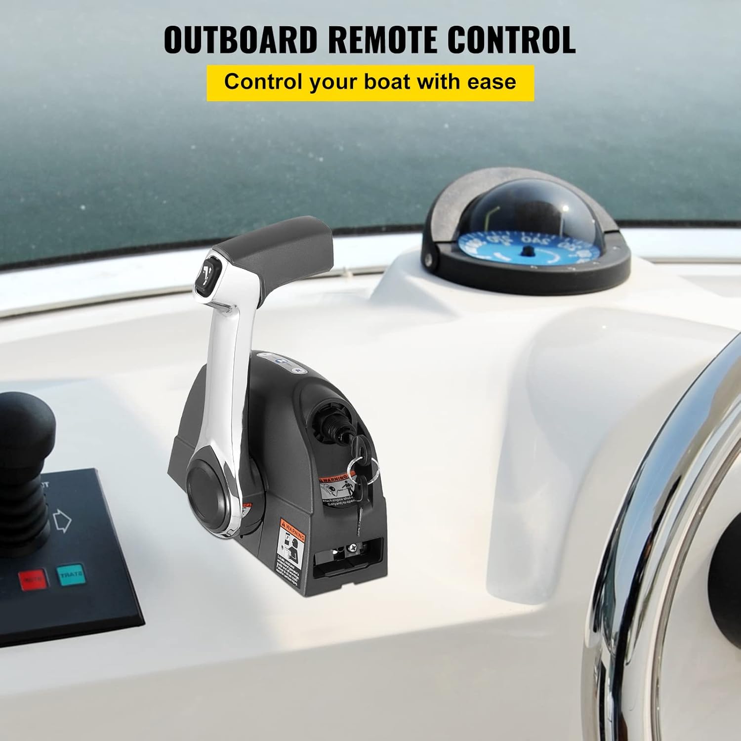 Mophorn Boat Throttle Control 5006186 Side Mount Outboard Remote Control Single Lever Binnacle with Key Switch and Lanyard fits for Evinrude and Johnson Outboards Throttle Gear Control