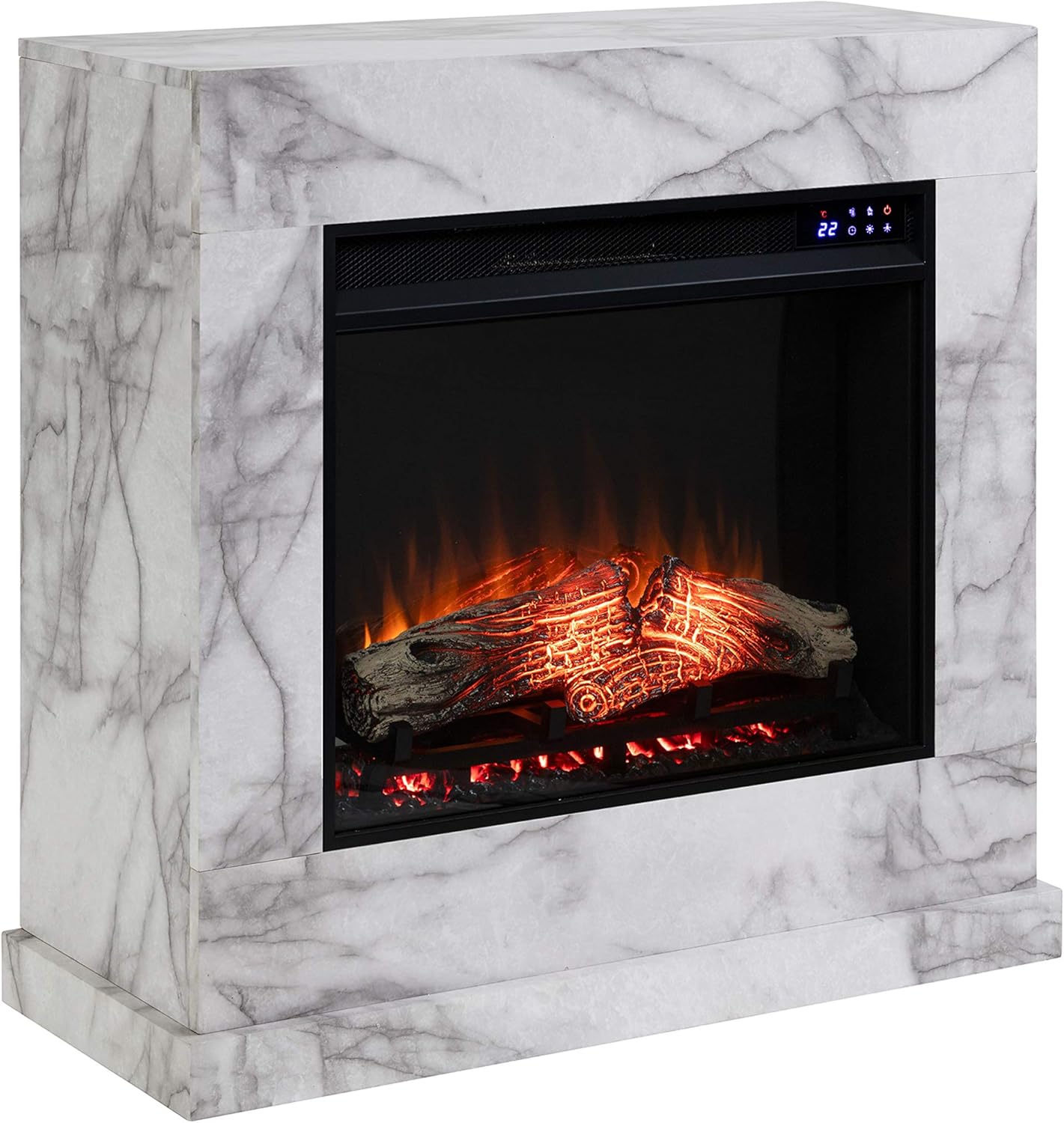 SEI Furniture Dendale Faux Marble Electric Fireplace, New White/Gray Veining