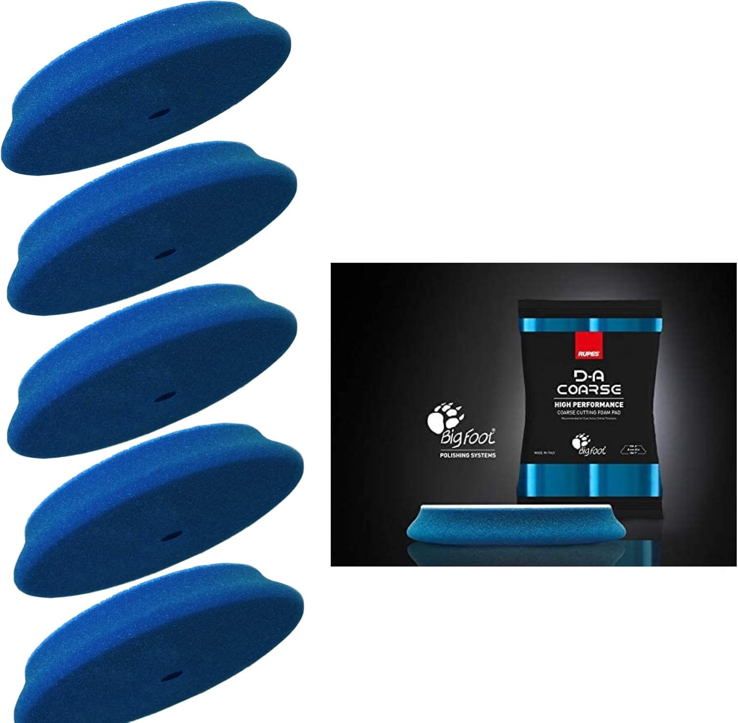 Detailer's Domain Rupes D-A Coarse Cutting Foam Pads - High Performance - Blue (5 Pack) (4 Inch)