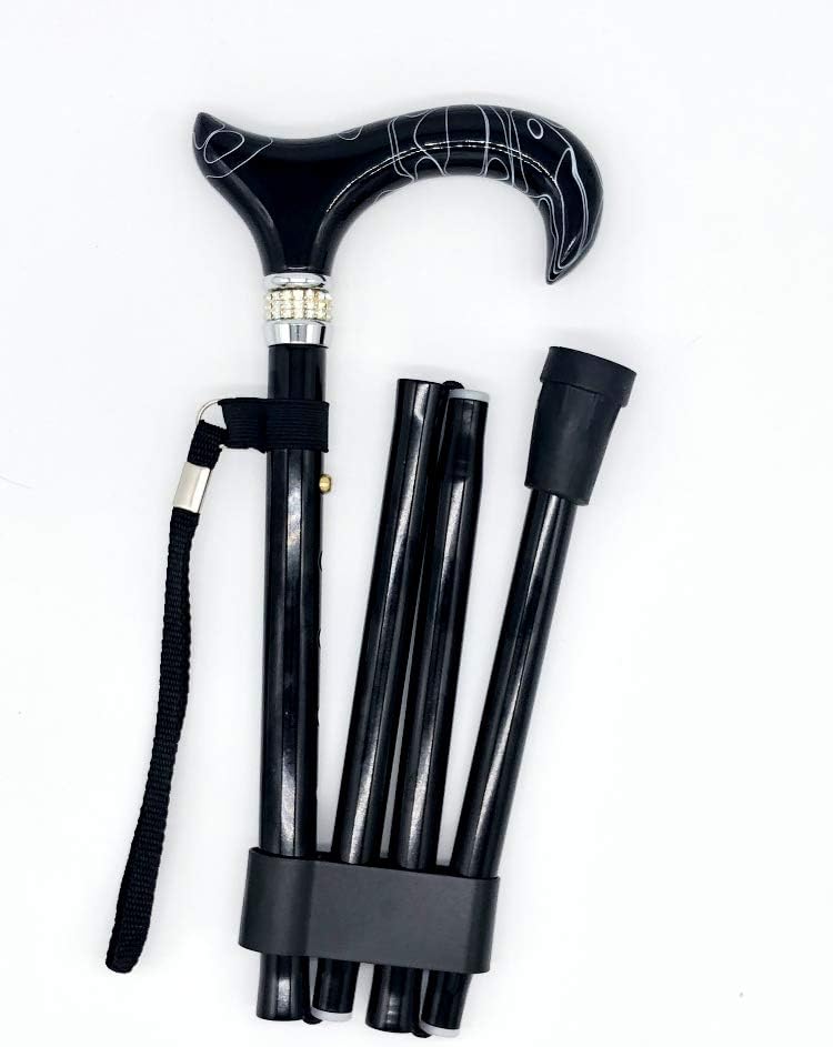 Classy Walking Canes CWC4355BKD Folding Rhinstones & Pearl Cane - Black, 33-37” Adjustable Height, Foldable Cane with Aluminum Shaft. Functional Grip Canes Pack of 2