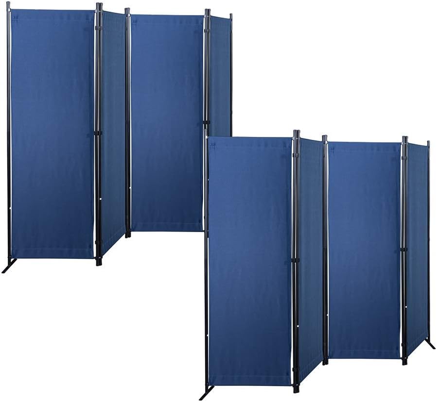 GOJOOASIS Room Dividers Folding Privacy Screens 4 Panel Partition (Blue) Pack of 2