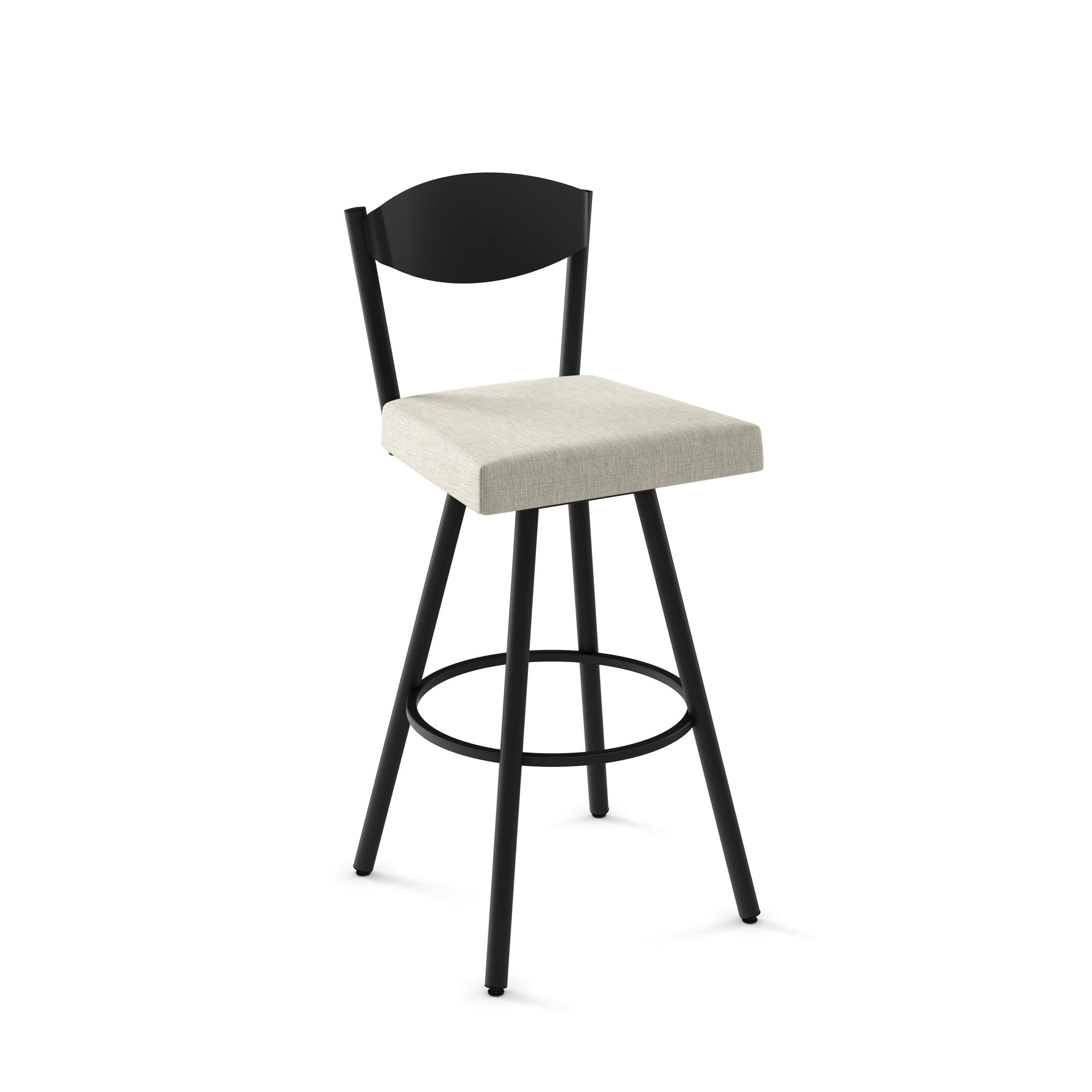Amisco Larkin Swivel Counter and Bar Stool - Light Beige PVC / Black Metal - Counter Height