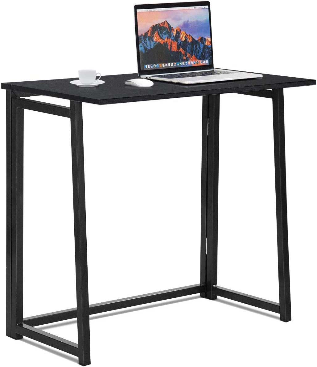 Tangkula Folding Desk No Assembly Required, Compact Space Saving Writing Computer Desk, Portable Home Office Desk Foldable Laptop Desk Study Desk for Small Space (Natural)