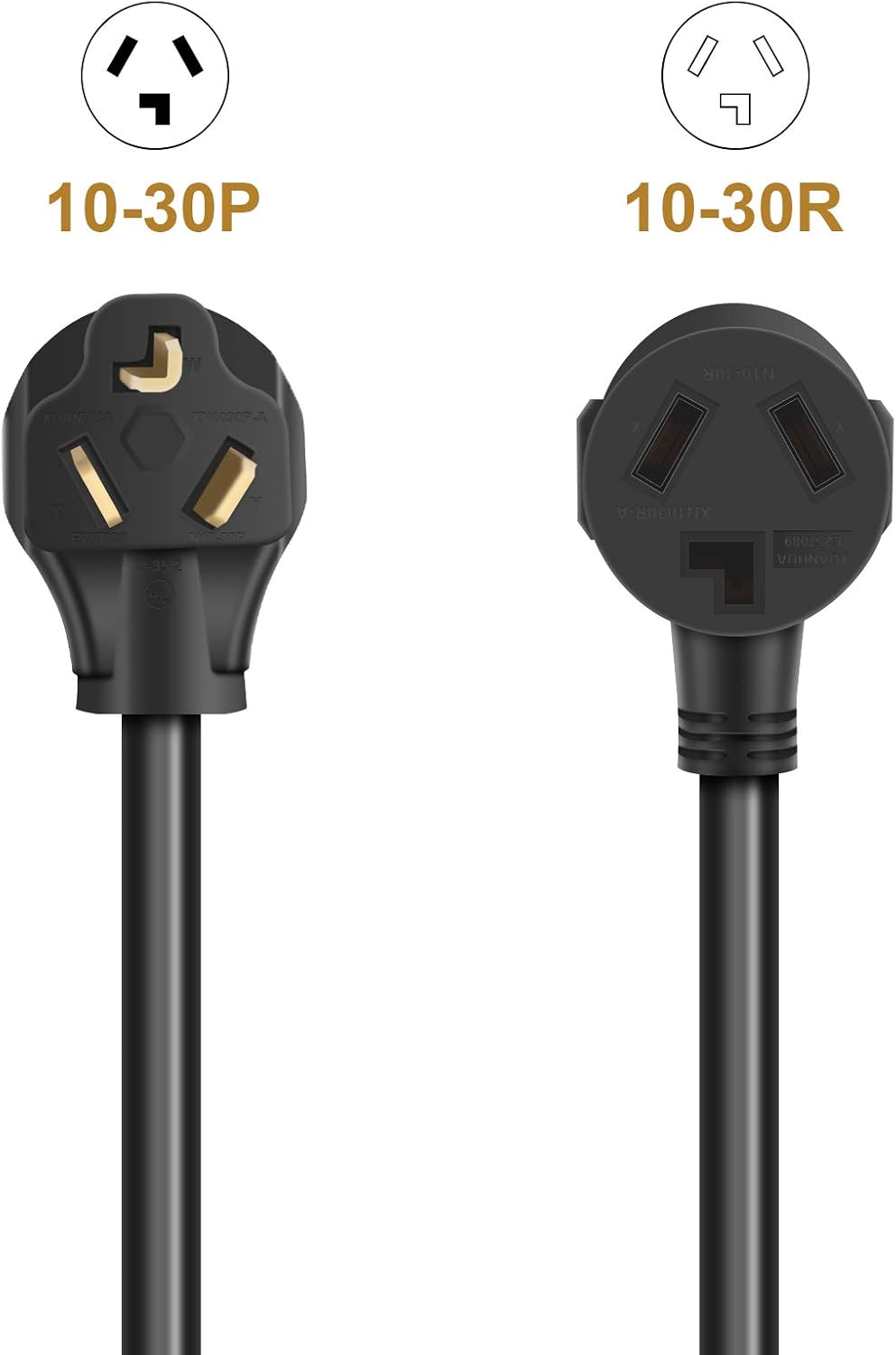 25FT 3 Prong Dryer Extension Cord,NEMA 10-30 Extension Cord,10-30P to 10-30R 10-AWG STW Heavy Duty Cord,30A 125V/250V 7500W UL Listed Pack of 2