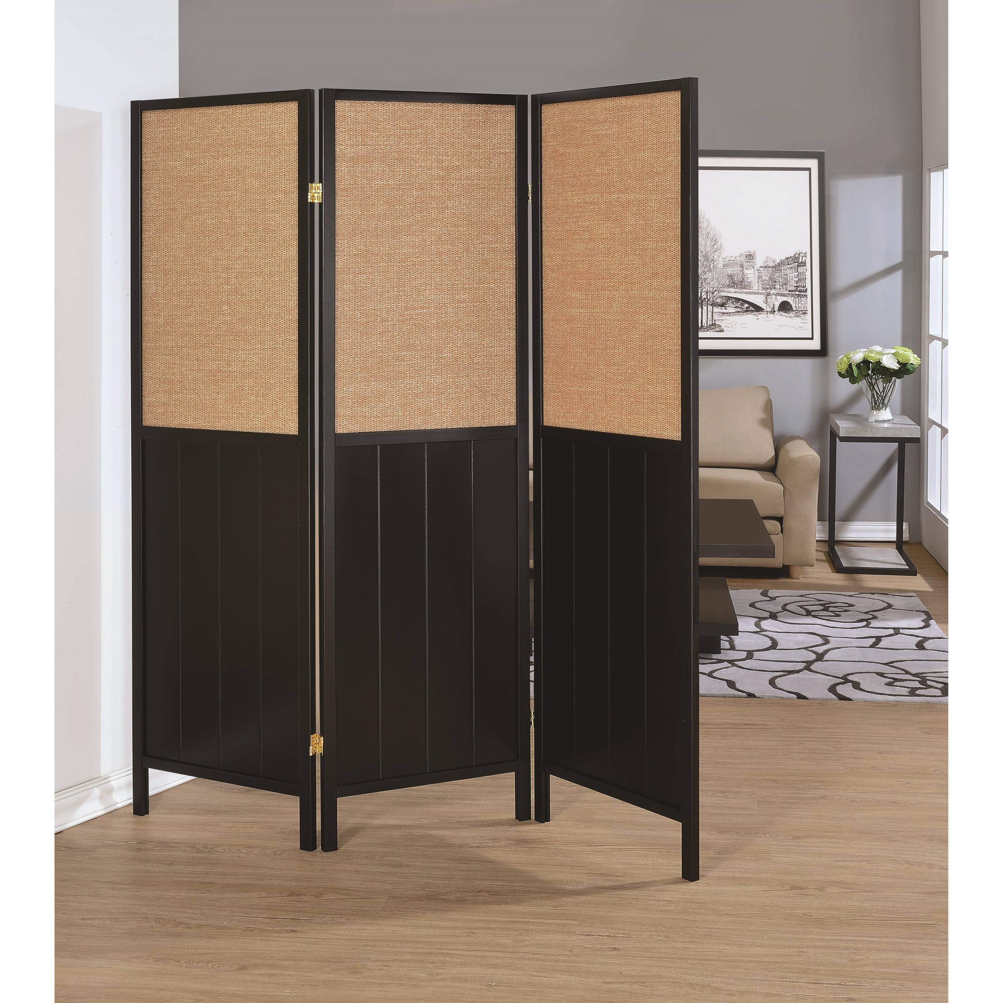 Coaster 902624 3 Panel Folding Screen in Black