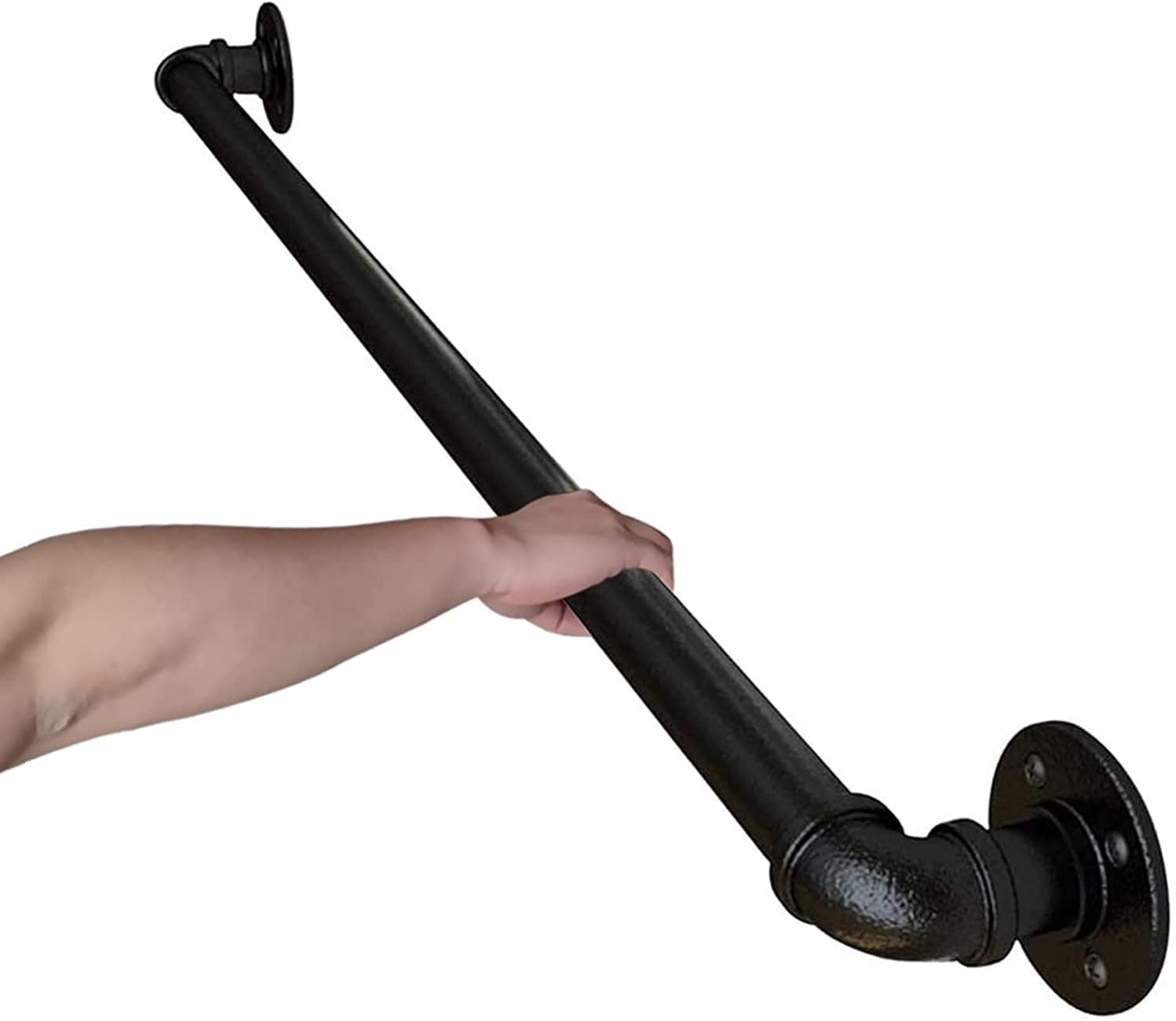 KaBenGo Hand Railings for Stairs Metal Pipe Staircase Handrail Wall Mount Decoration Rail for Outdoor & Indoor Steps Baluster Complete Kit/Easy to Install Banister (Satin Black) (3ft), 3 Feet