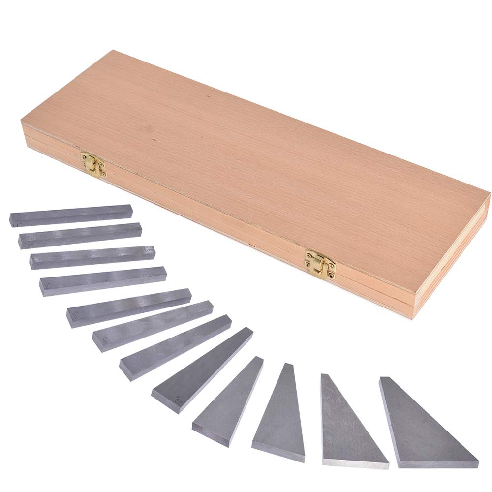 12 Pcs Precision Angle Block Set Machinist Tool Angle Gauge Block 1/4&deg;- 30&deg;Lathes Milling Ground Gauge Angle Calibration Gage Inspection Block Set