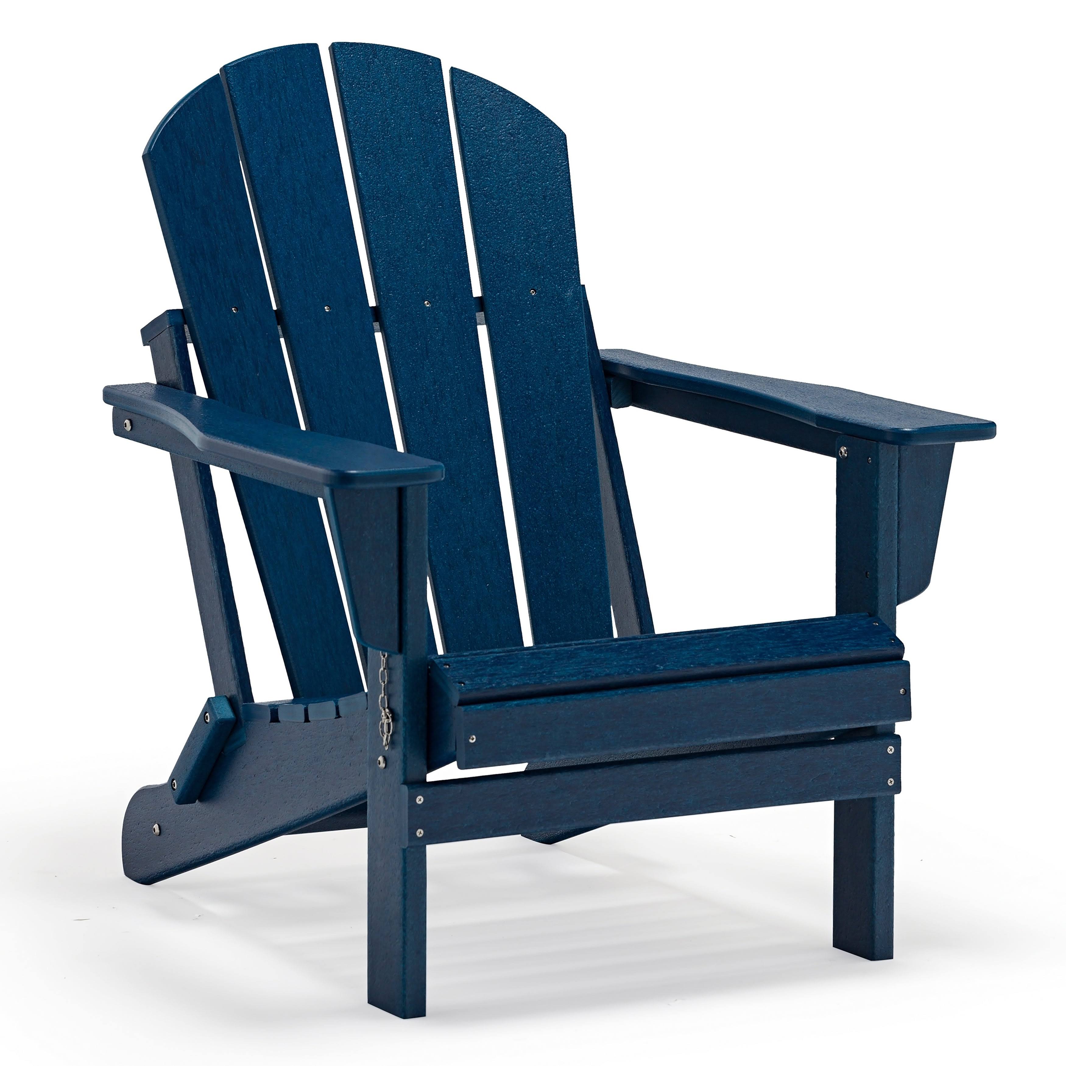 Westin Outdoor 2001112 Outdoor Folding Plastic Adirondack Chair Navy Blue