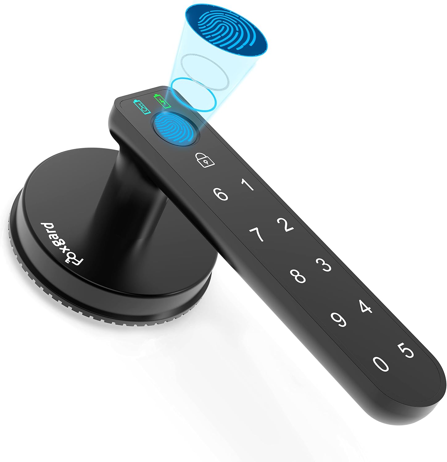 Fingerprint Door Lock, Foxgard Biometric Door Lock, Keyless Entry Door Lock with Keypad,Smart Door Knob with 100 Fingerprints, 50 Codes, Auto Lock Mode for Home,Bedroom, Office, Hotel(Black) Pack of 2