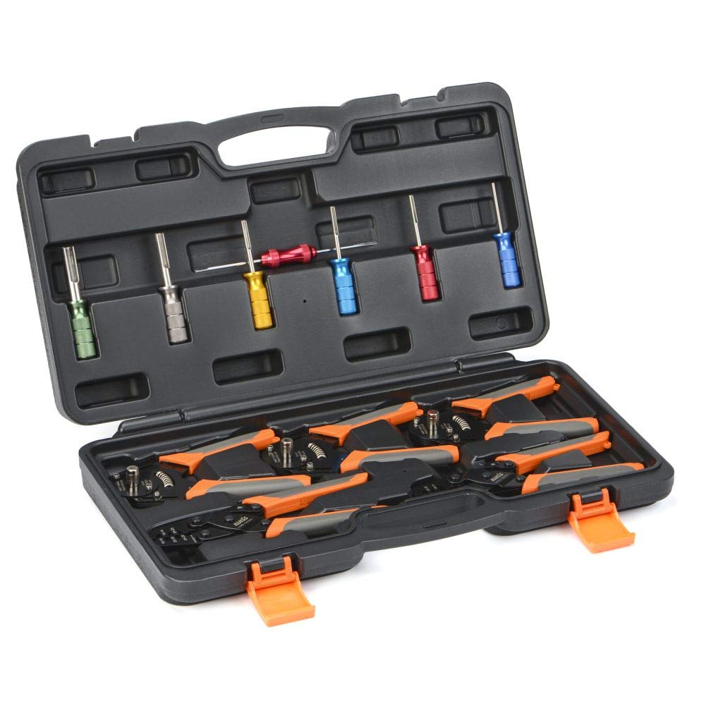 IWISS Deutsch Connector Crimping Tool Kit for Deutsch DT Connectors, Solid & Stamped Contacts, Delphi Weather Pack Crimper-12PCS