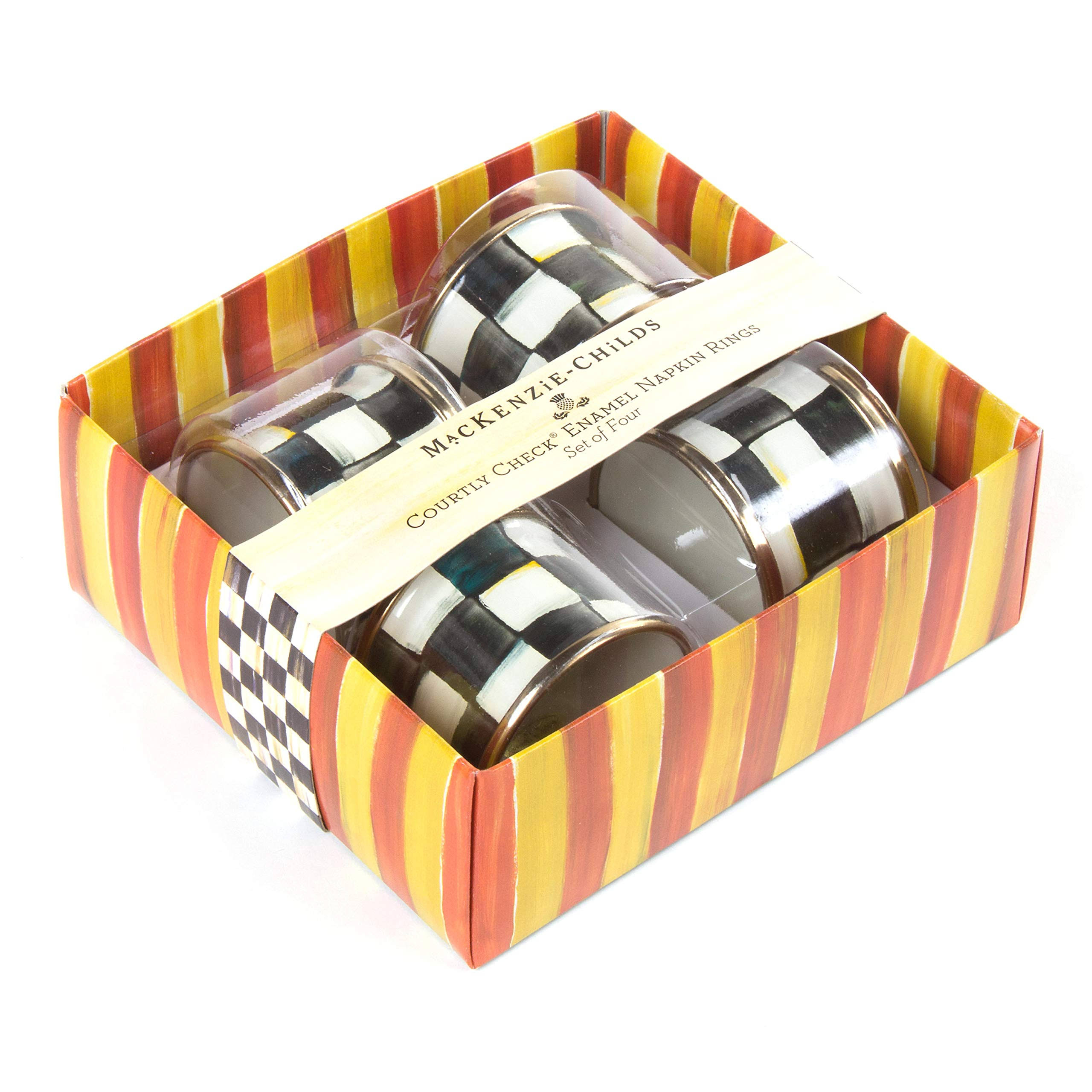 MacKenzie-Childs Courtly Check Enamel Napkin Rings - Set of 4